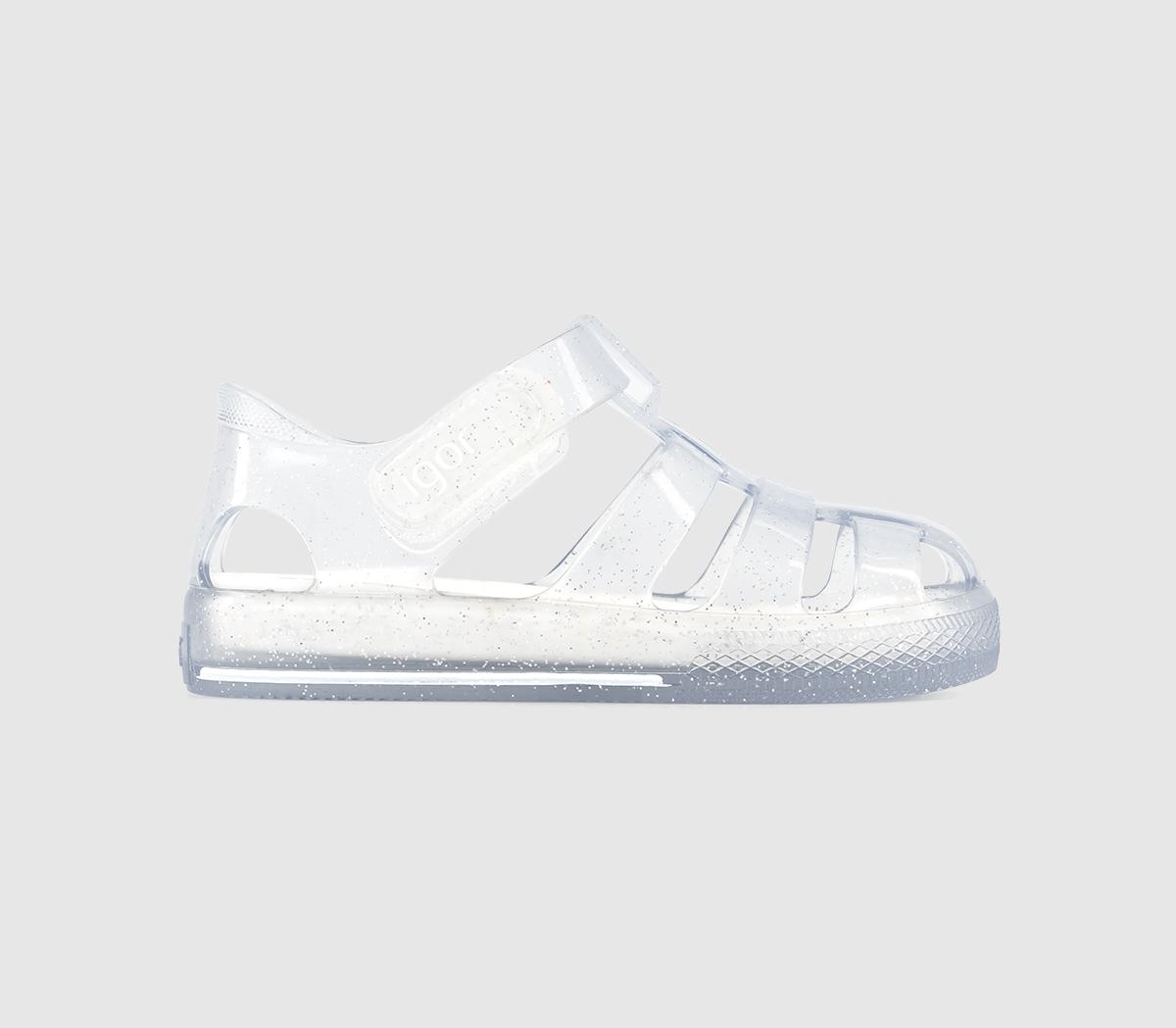 Igor Kids Star Babys Clear Glitter Sandals, Infant, infant