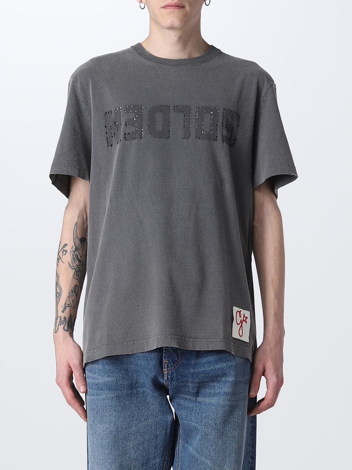 GOLDEN GOOSE Cotton Shirt with Rhinestone Logo