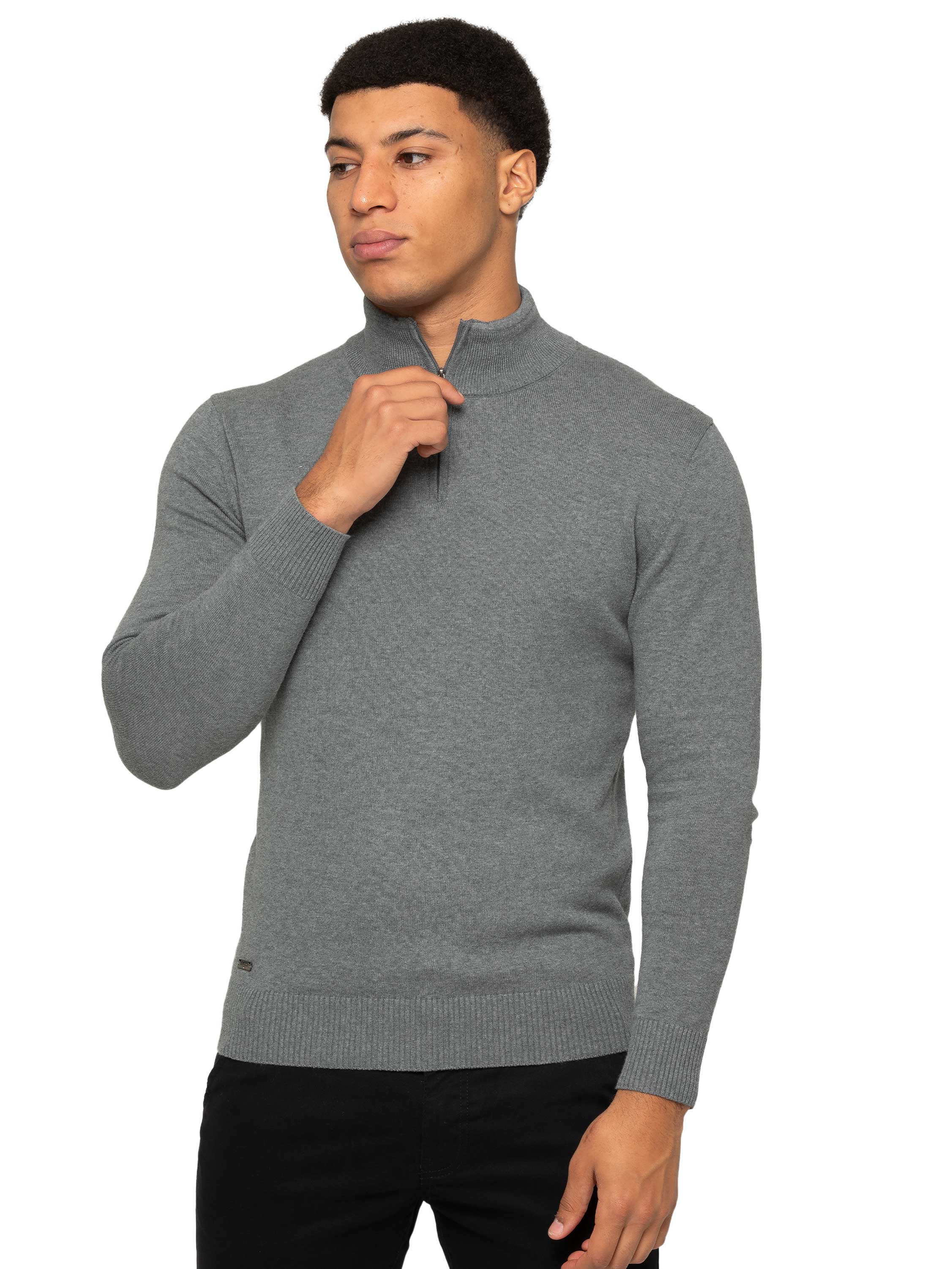 Mens Funnel Neck Knit Jumper in Various Colors