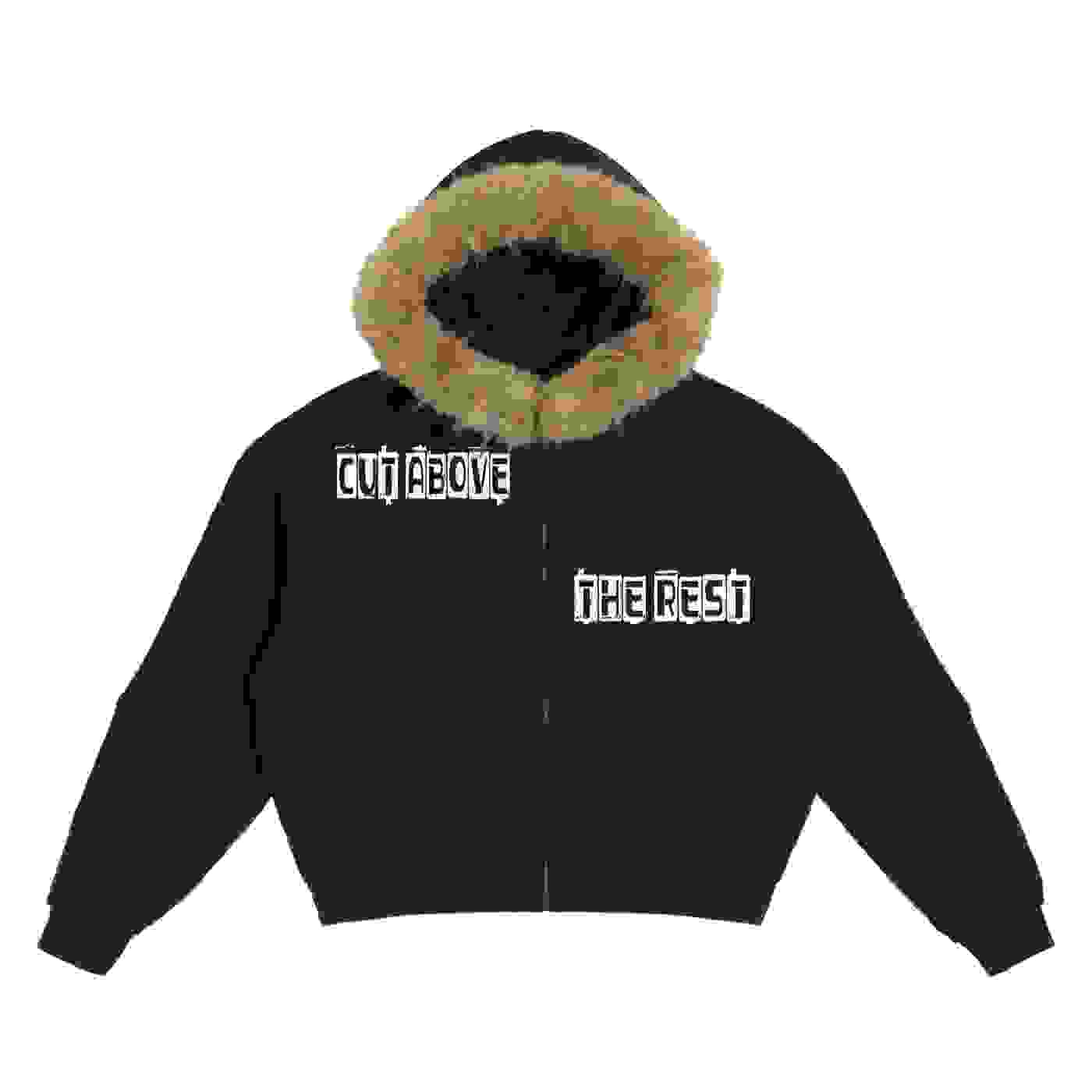 Sun Fade Boxy Detachable Fur Hoodie