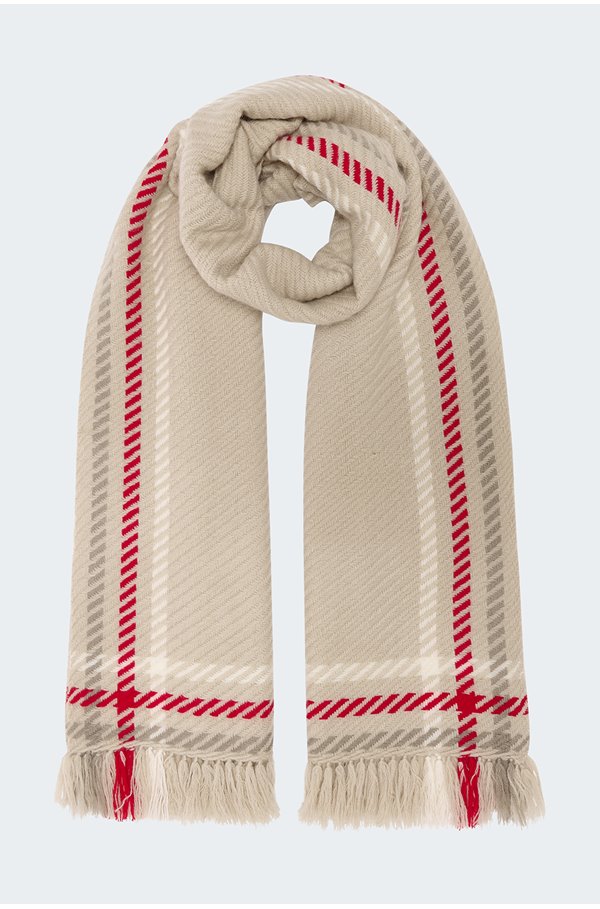 Douce Gloire – Marthe Scarf in Wheat Stripe Red Ivory
