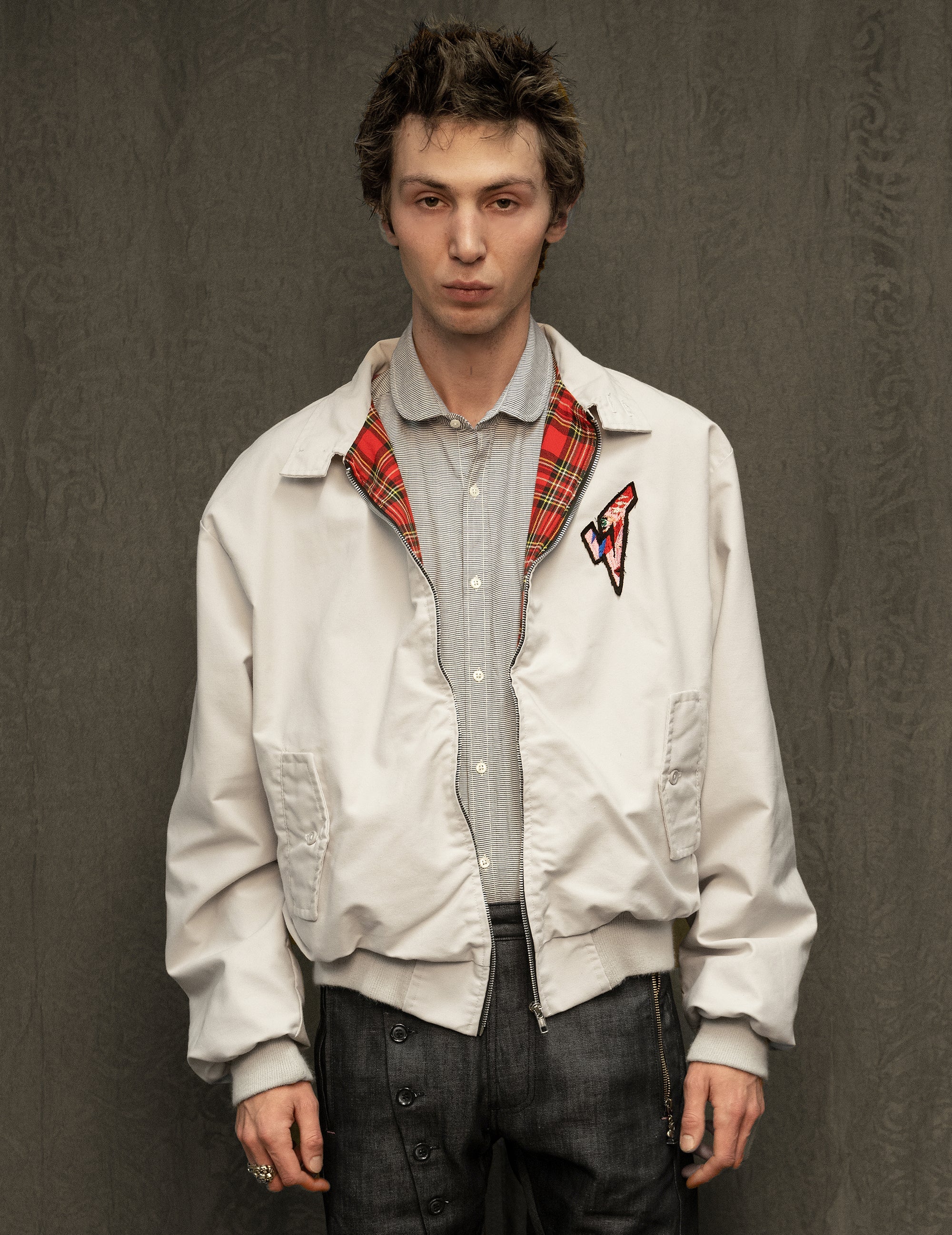 Classic Harrington Jacket in Off WhiteBone – X With Logo