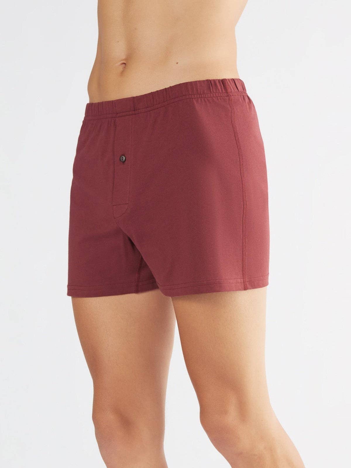 Organic Boxer Shorts with Button: Mens – S Burgundy Organic Boxer Shorts with Button: Mens – S Burgundy