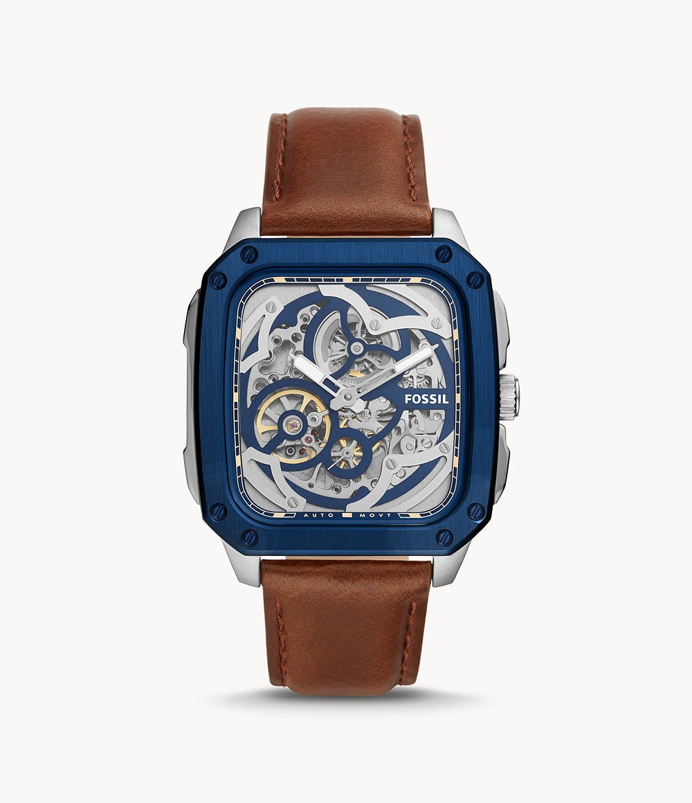 Fossil BQ Inscription Automatic Watch mm Black Stainless Steel