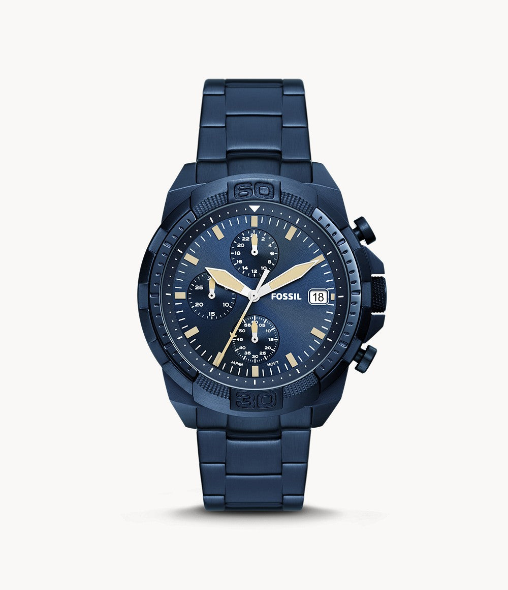 Fossil Bronson Blue IP Chronograph Watch mm Stainless Steel Fossil Bronson Blue IP Chronograph Watch mm Stainless Steel