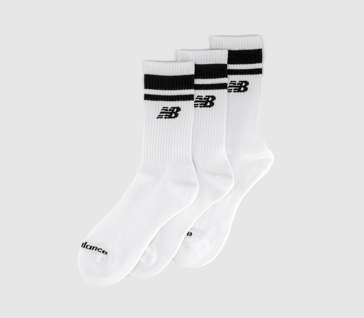 New Balance Socks NB Essentials Line Midcalf Pairs White Black Stripe
