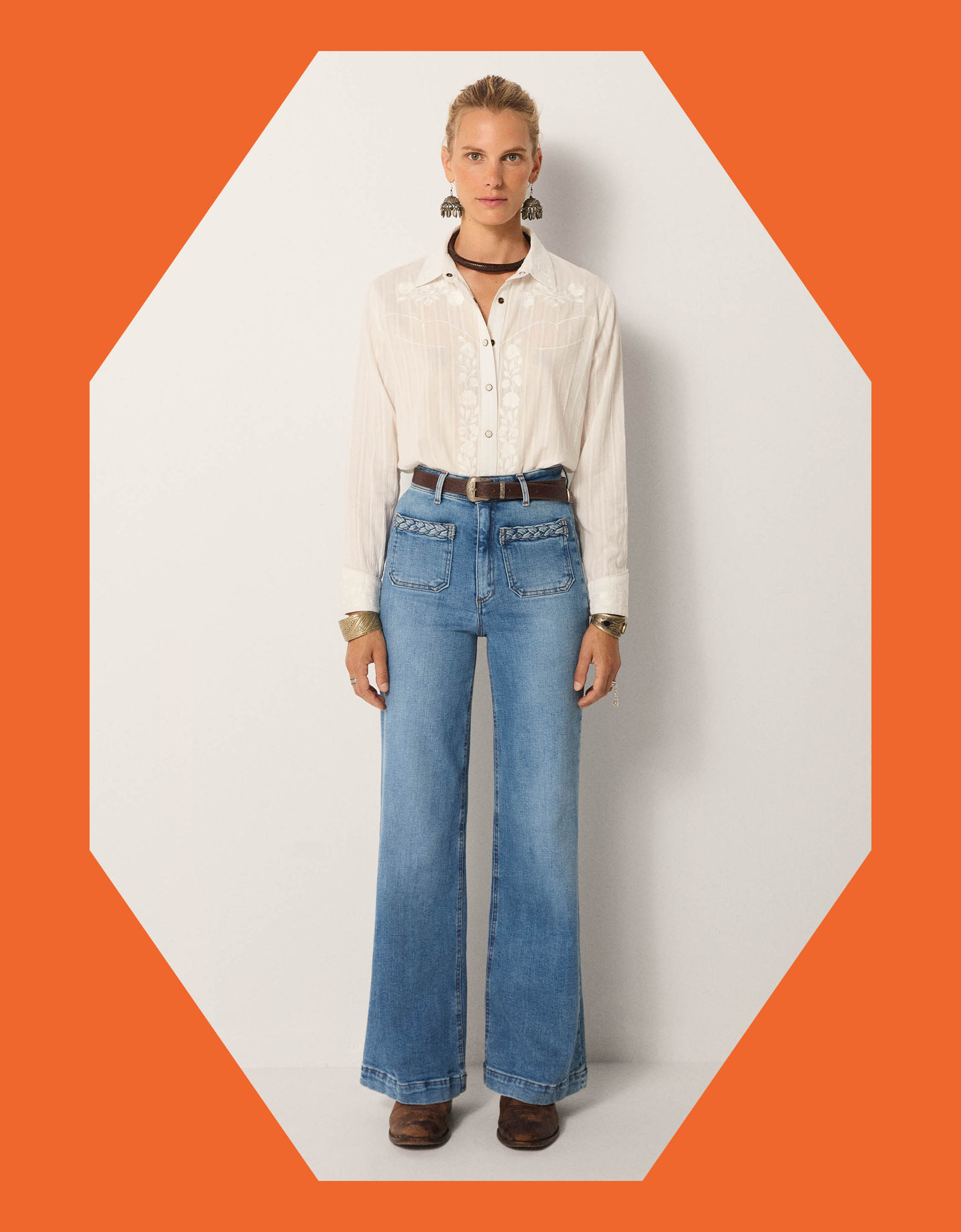 Maison Hotel Kerry Floral Embroidered Shirt White Maison Hotel Kerry Floral Embroidered Shirt White
