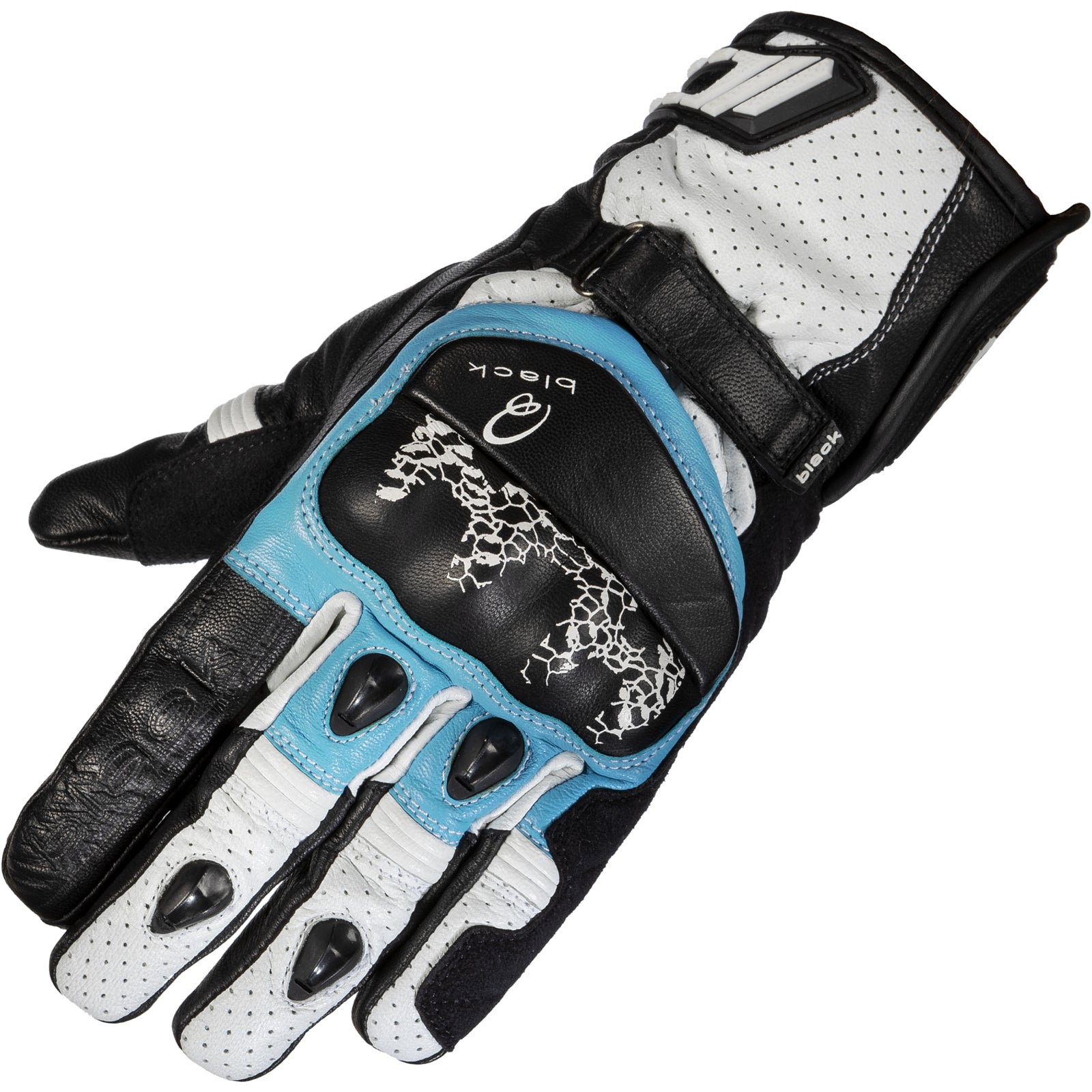 Black Metro Short Leather Motorcycle Gloves – Blue