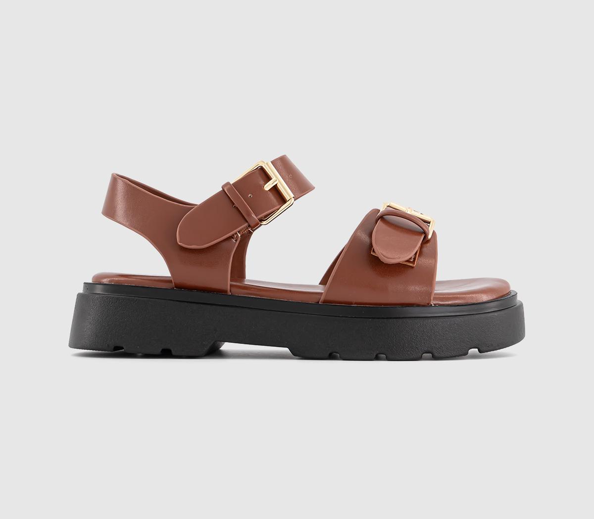 OFFICE Kids Gemma Double Buckle Chunky Sandals Tan Brown, Junior