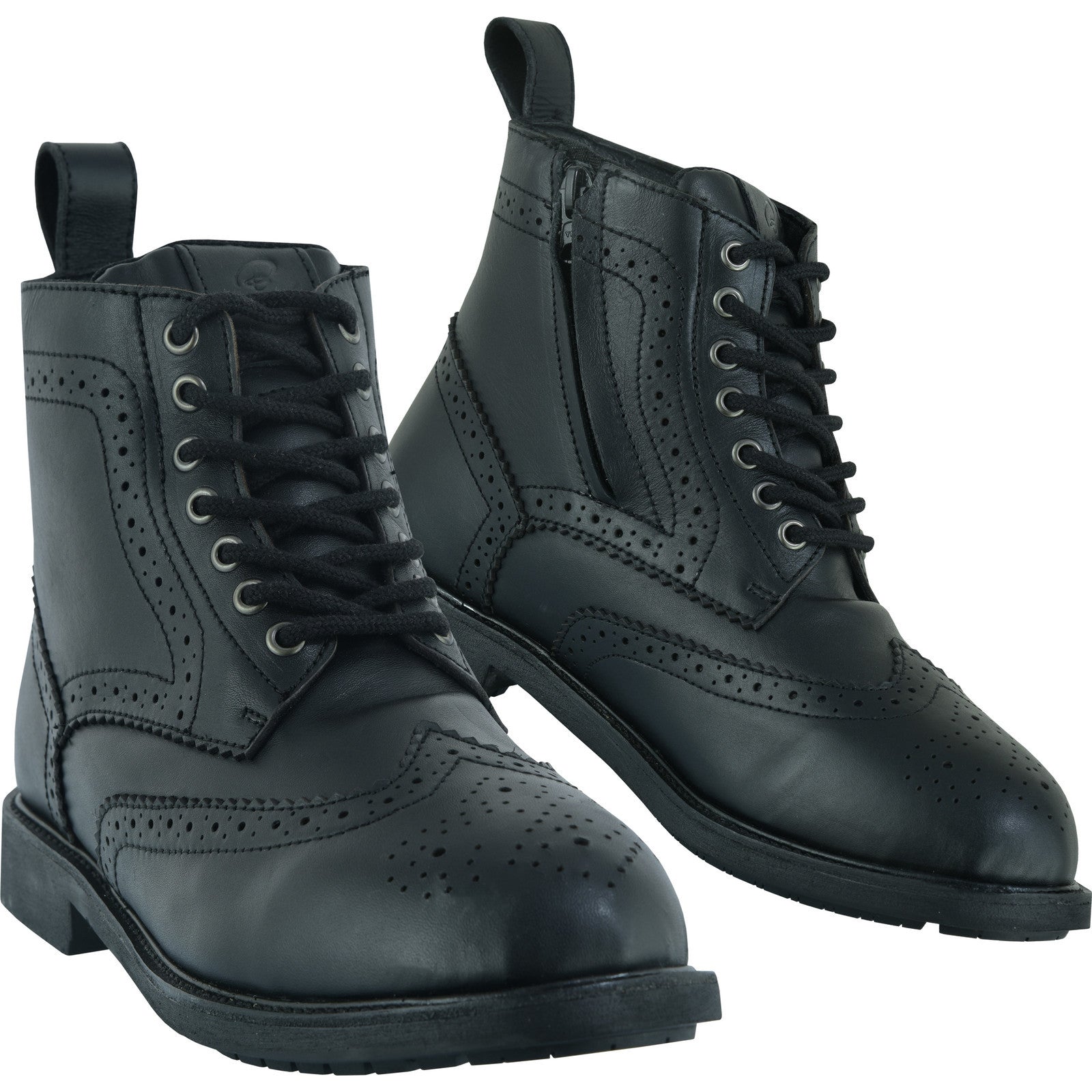 Black Officer Brogue Motorcycle Boots & Gear Shifter Pad – Black |