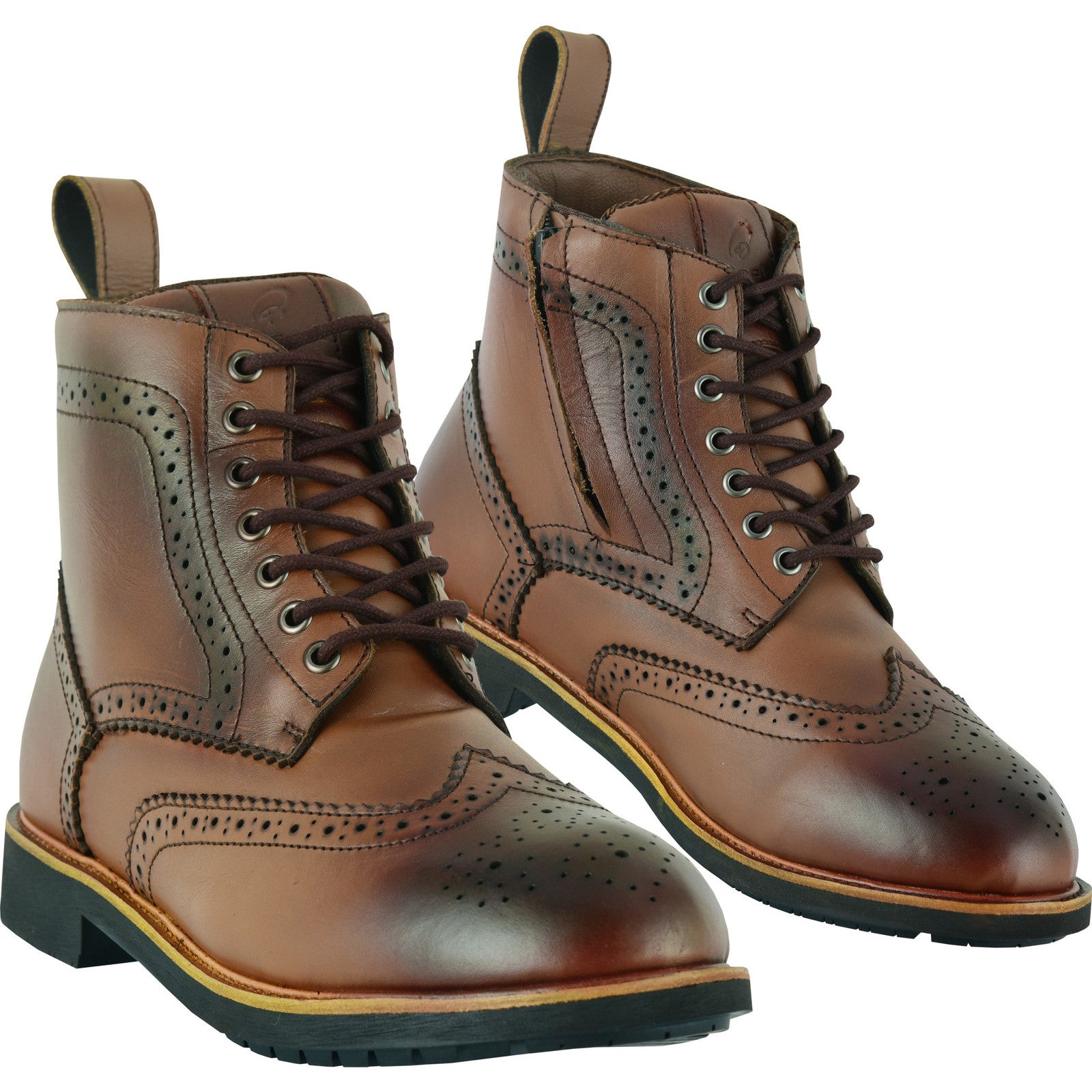 Black Officer Brogue Motorcycle Boots & Gear Shifter Pad – Brown | Black Officer Brogue Motorcycle Boots & Gear Shifter Pad – Brown |