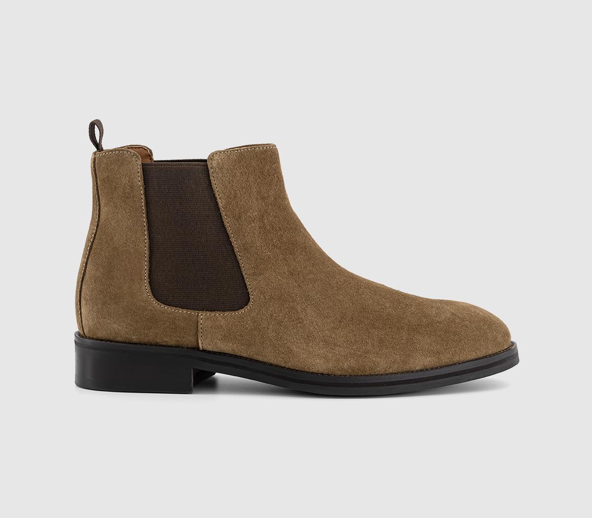 OFFICE Mens Barlow Chelsea Boots Taupe Suede Natural