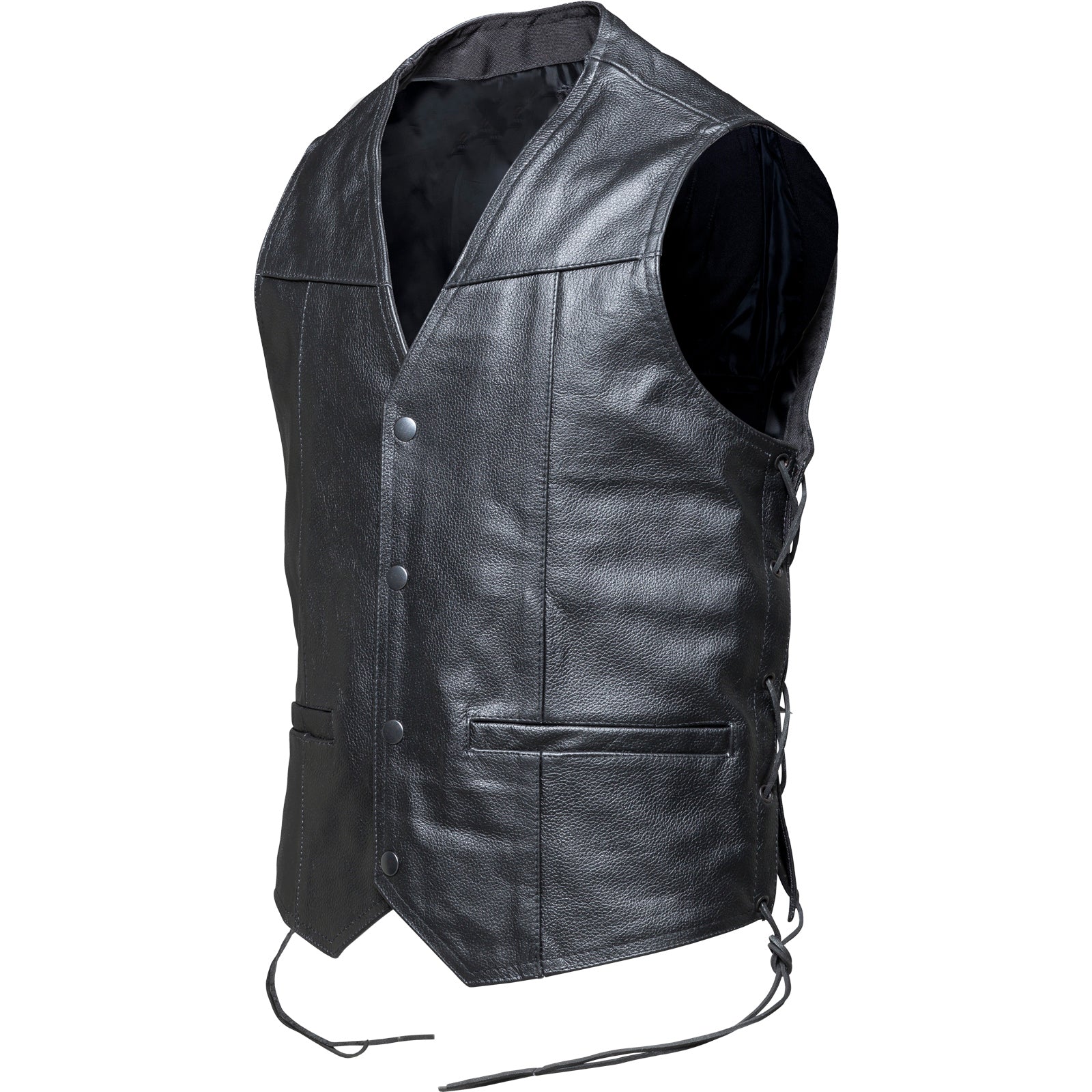 Black Rocker Leather Motorcycle Vest – Black ” | | “