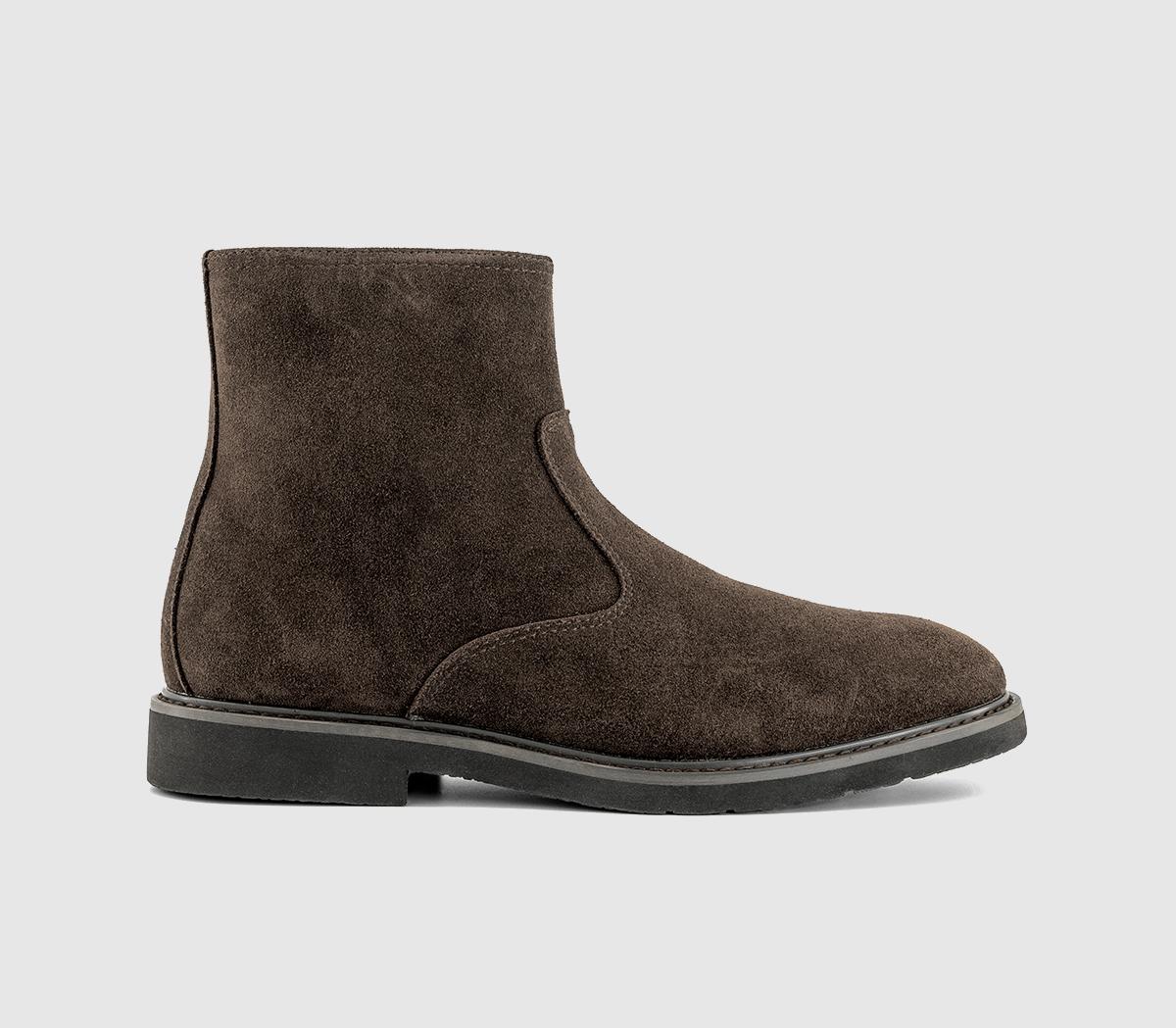 OFFICE Mens Baxter High Leg Zip Boots Brown Suede