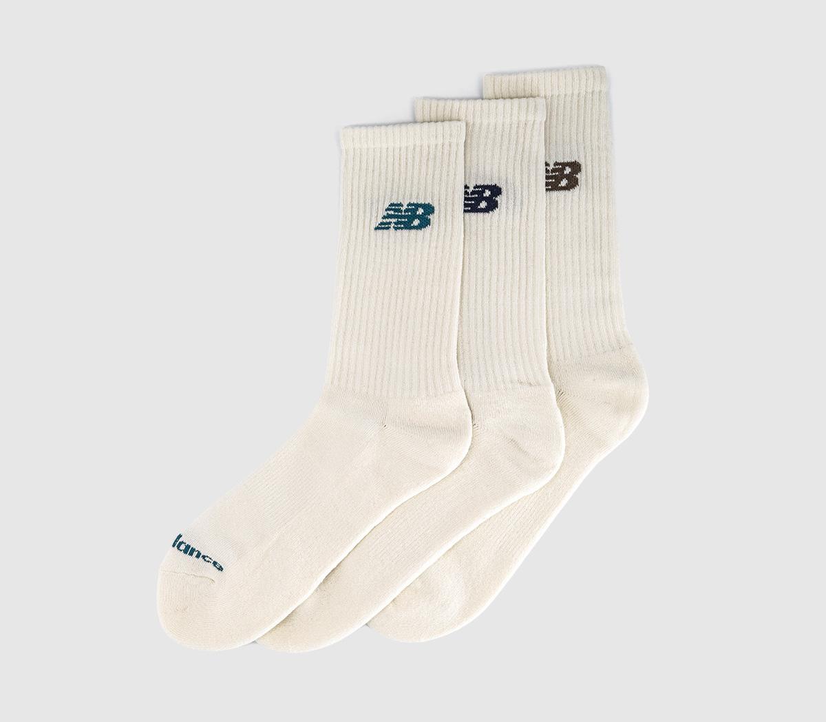 New Balance Socks NB Everyday Crew Sea Salt Navy Teal Brown Natural