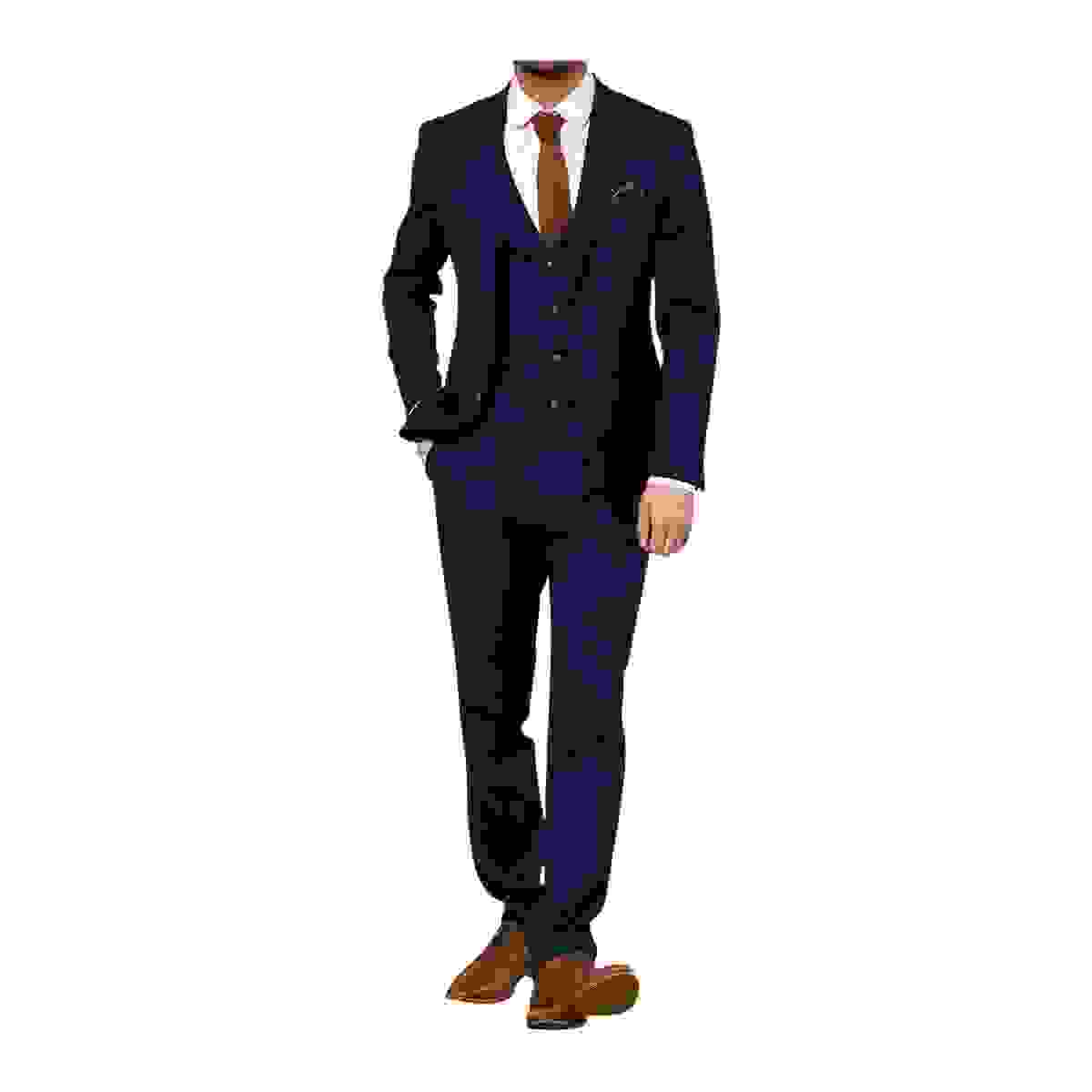 Marc Darcy Edinson Check Three Piece Suit – NavyRed