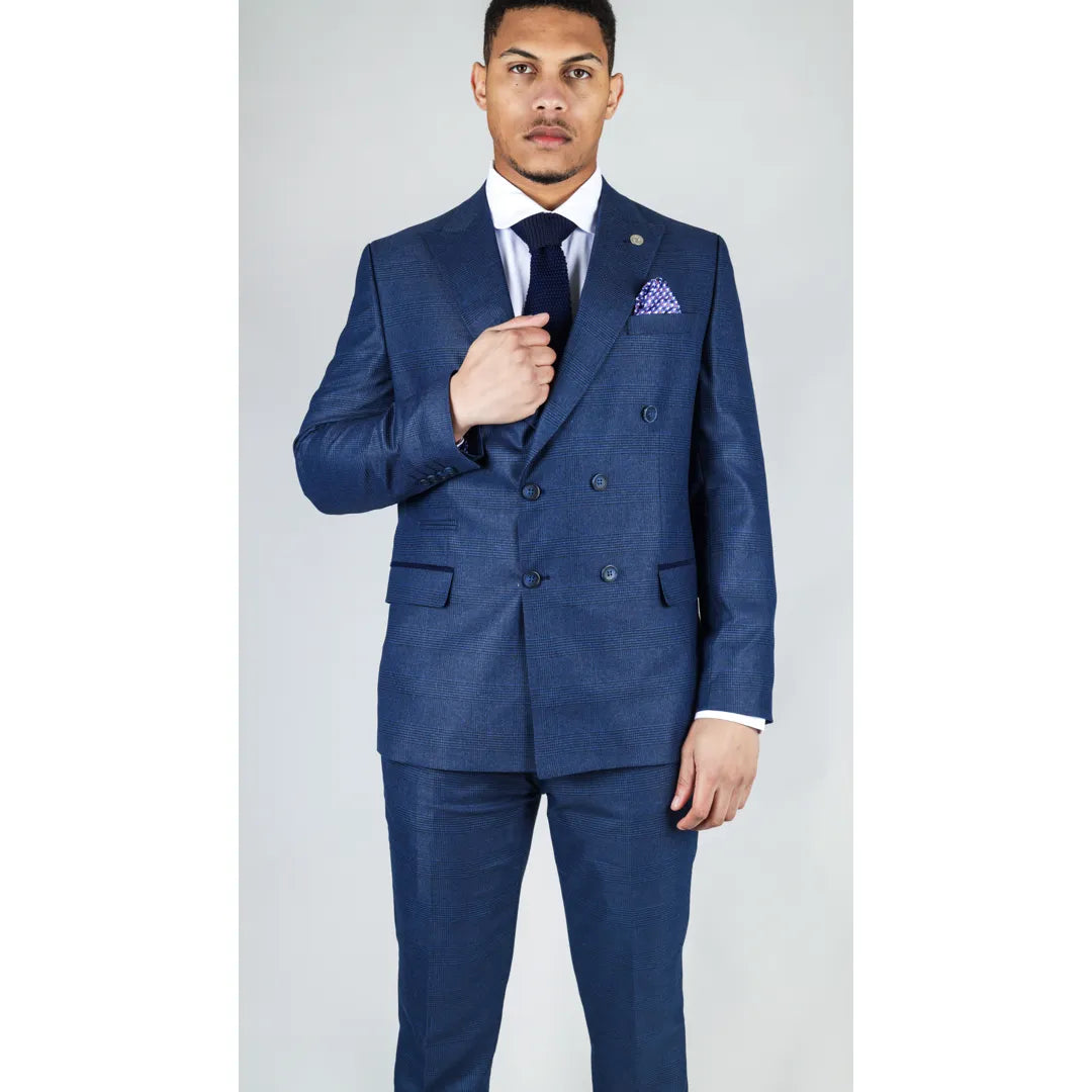 STZ – Men’s Blue Double Breasted Piece Suit – ” Jacket ” Trousers