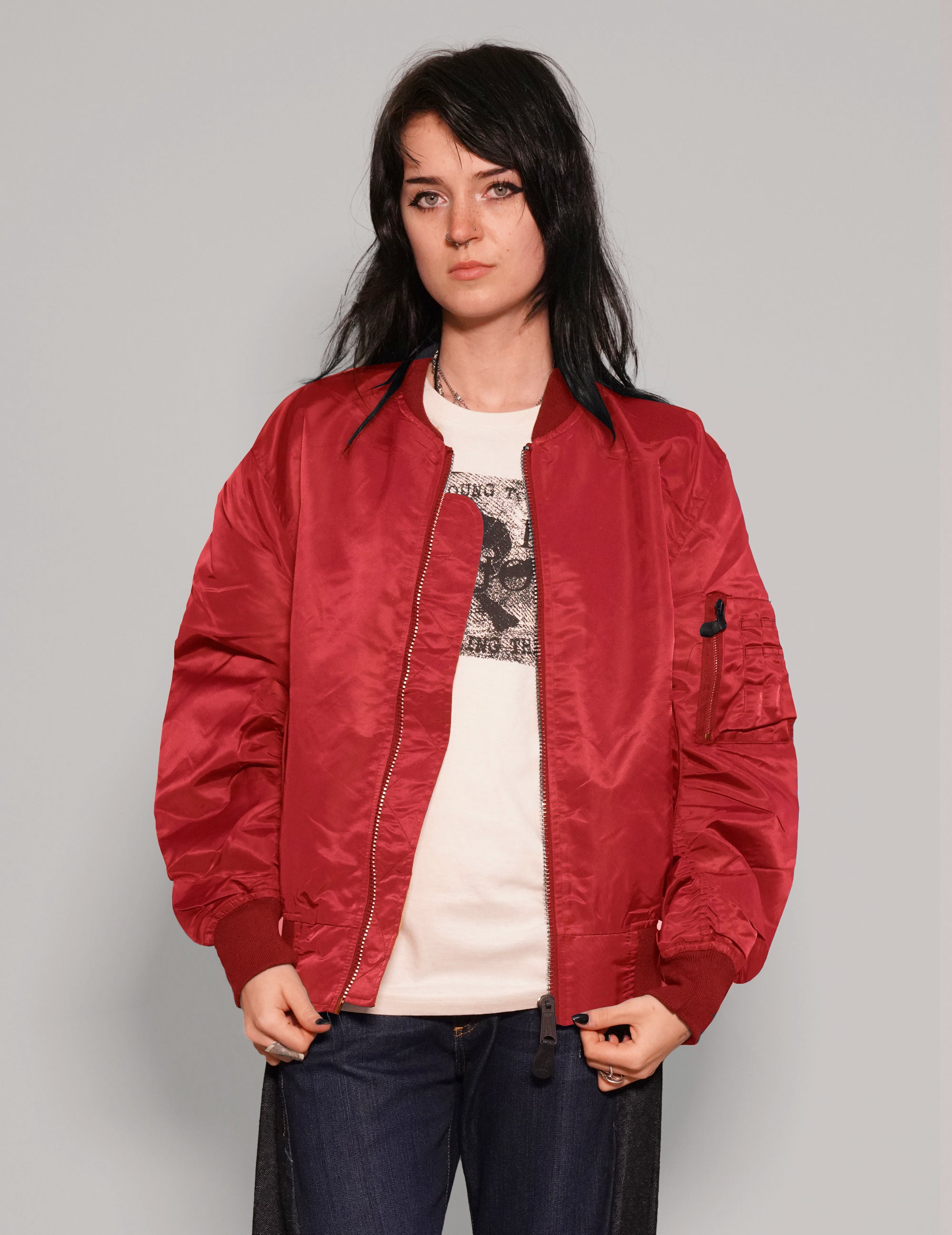 MA- Light Weight Bomber Jacket in Red – M No Logo MA- Light Weight Bomber Jacket in Red – M No Logo