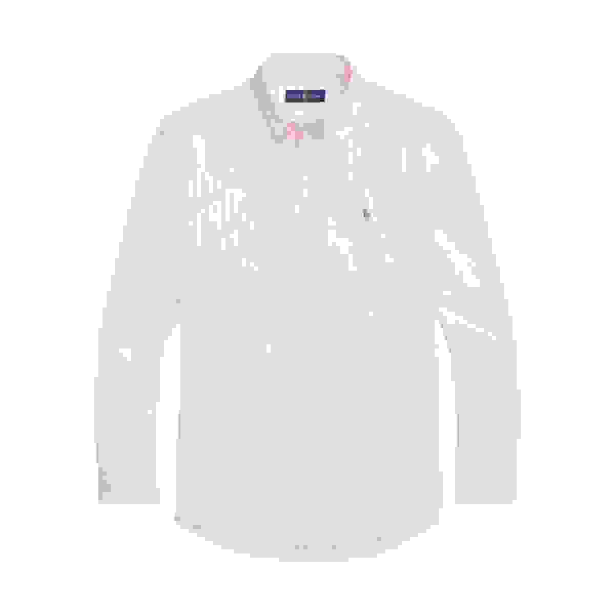 Polo Ralph Lauren Long Sleeve Slim Fit Stripe Oxford Shirt – PinkWhite Small