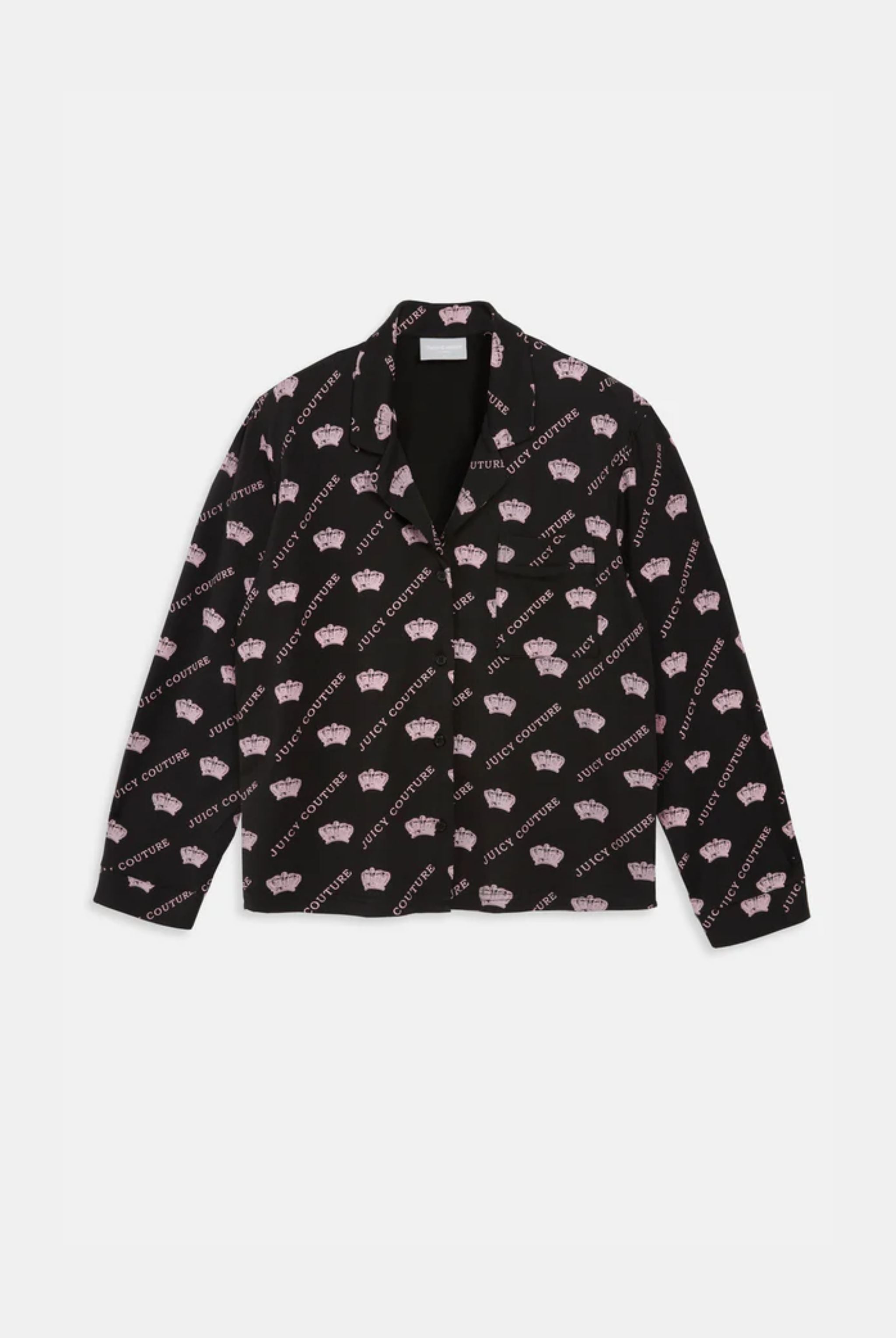 BLACK LONG SLEEVE CROWN PYJAMA SHIRT – L Black BLACK LONG SLEEVE CROWN PYJAMA SHIRT – L Black