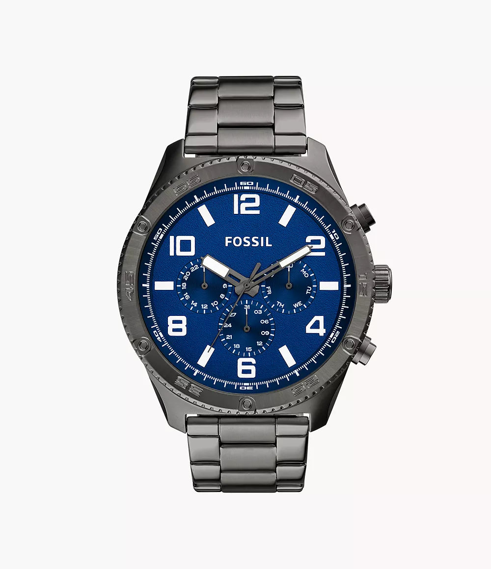 Fossil Outlet Men’s Brox Multifunction Smoke Stainless Steel Watch