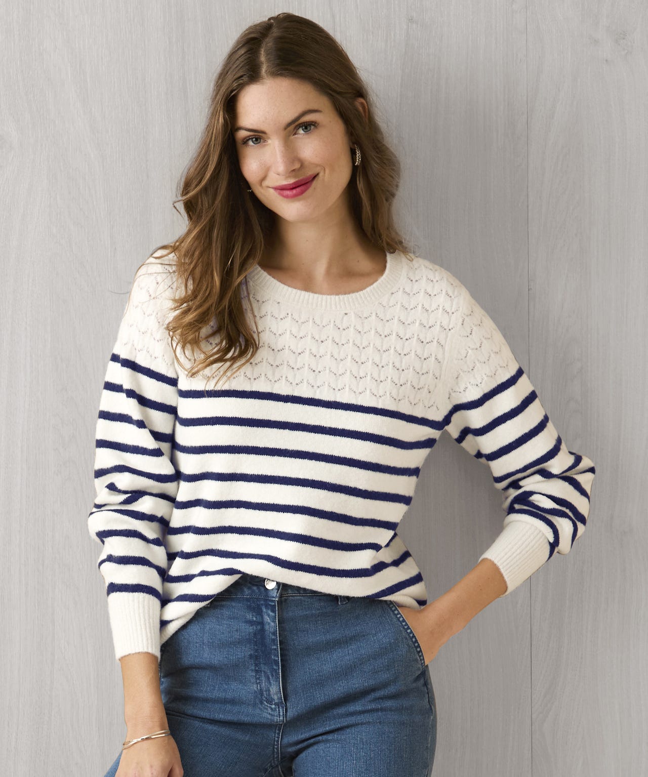 Damart Thermolactyl Stripe Pointelle Jumper Damart Thermolactyl Stripe Pointelle Jumper