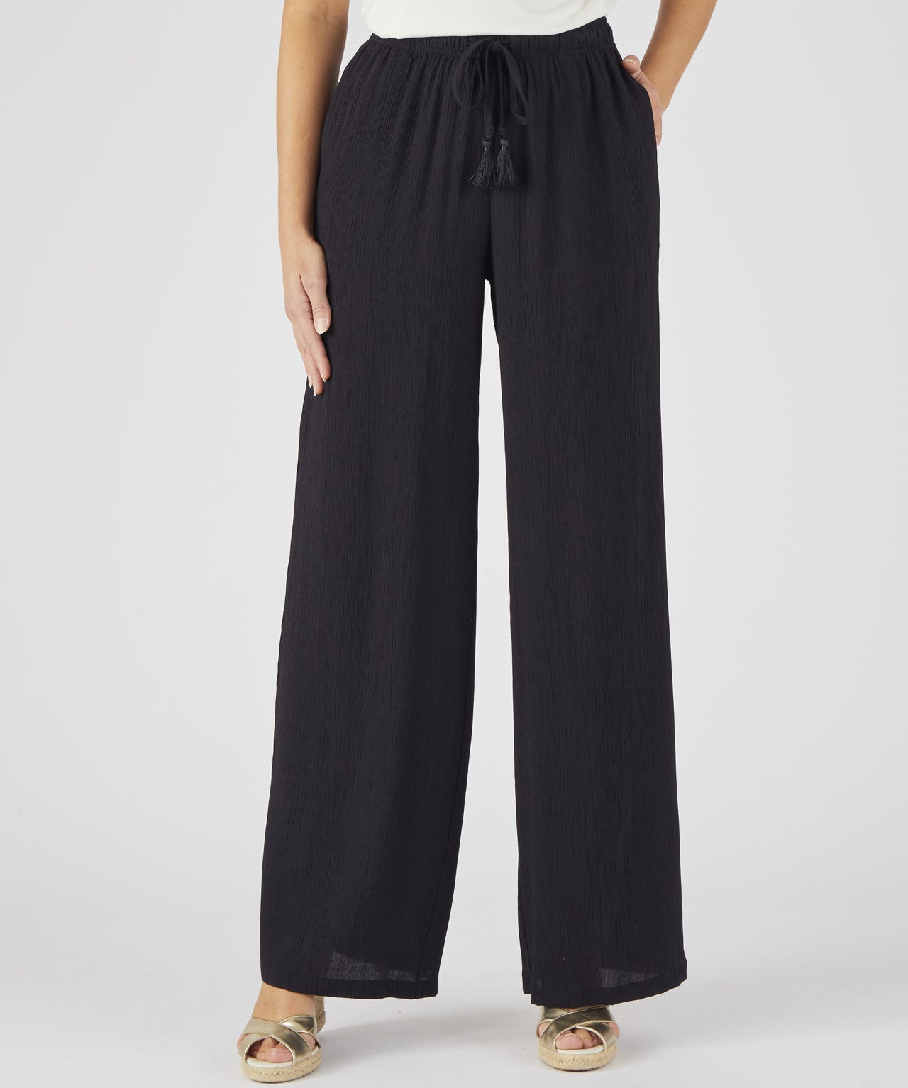 Damart Wide-leg Crinkle Trousers