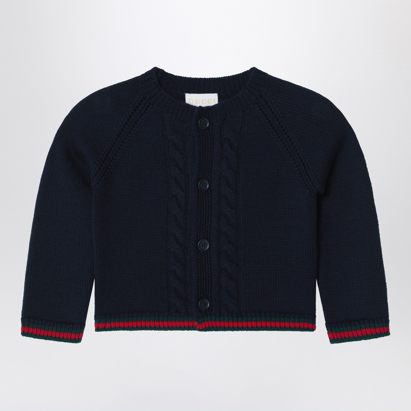 Blue wool cardigan with Web tape
