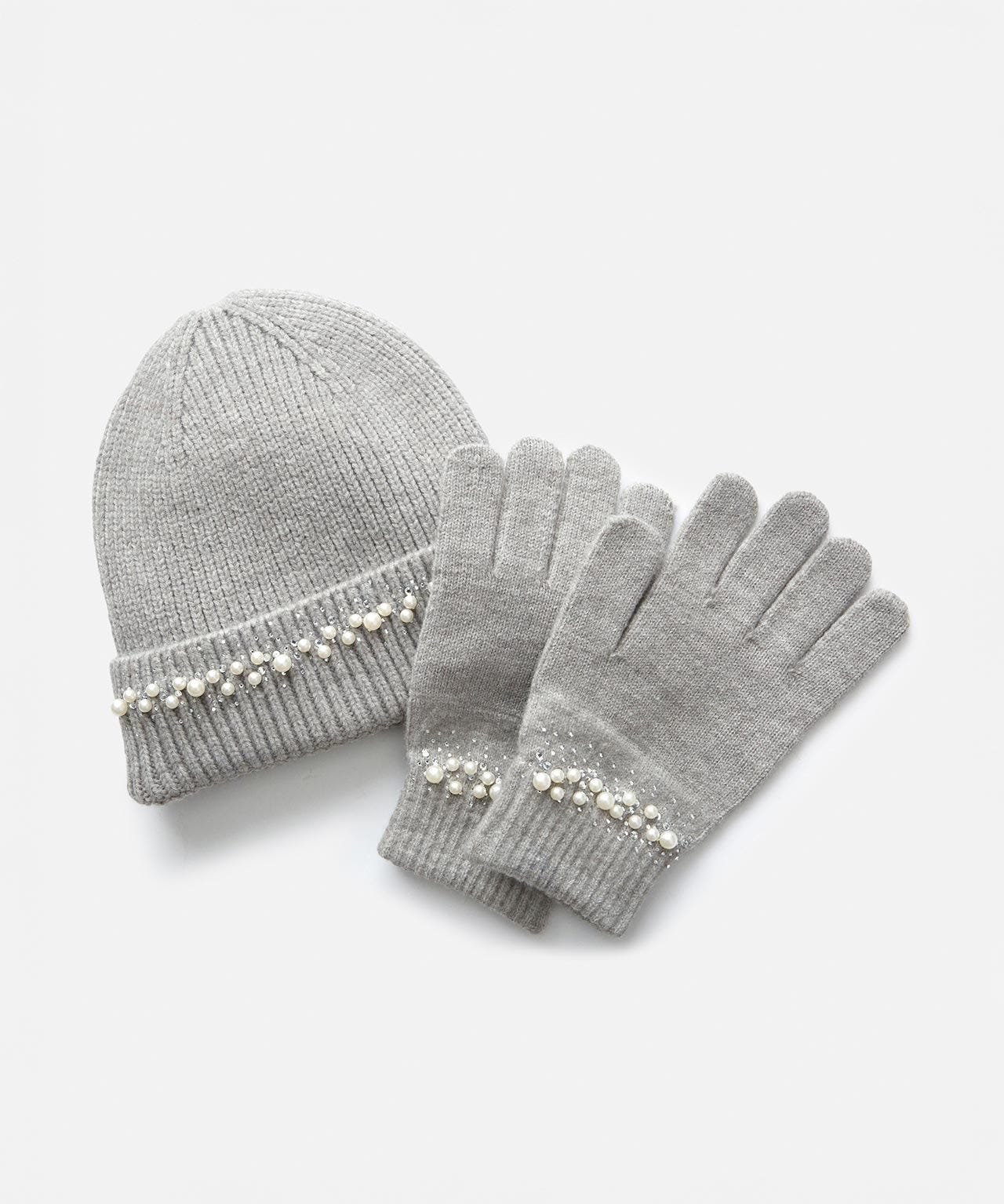 Damart Beaded Hat & Gloves Set