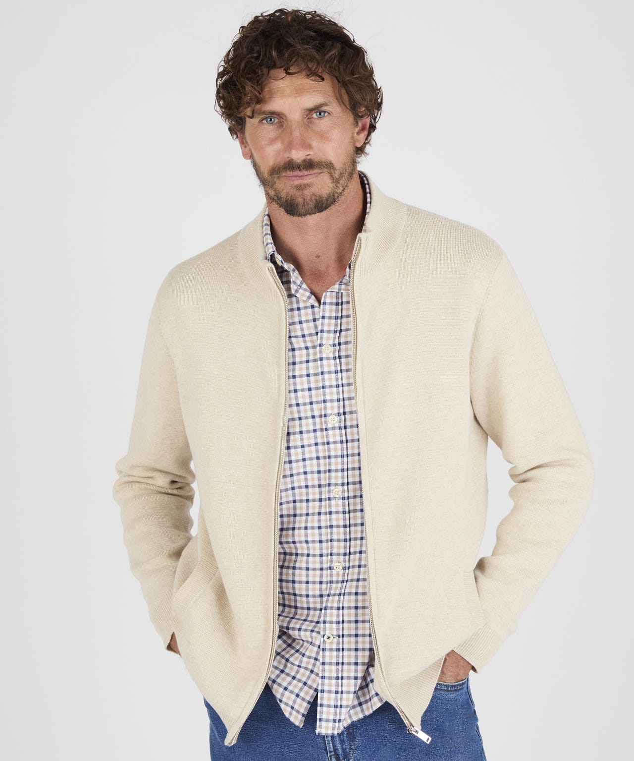 Damart Cotton Zip Front Cardigan