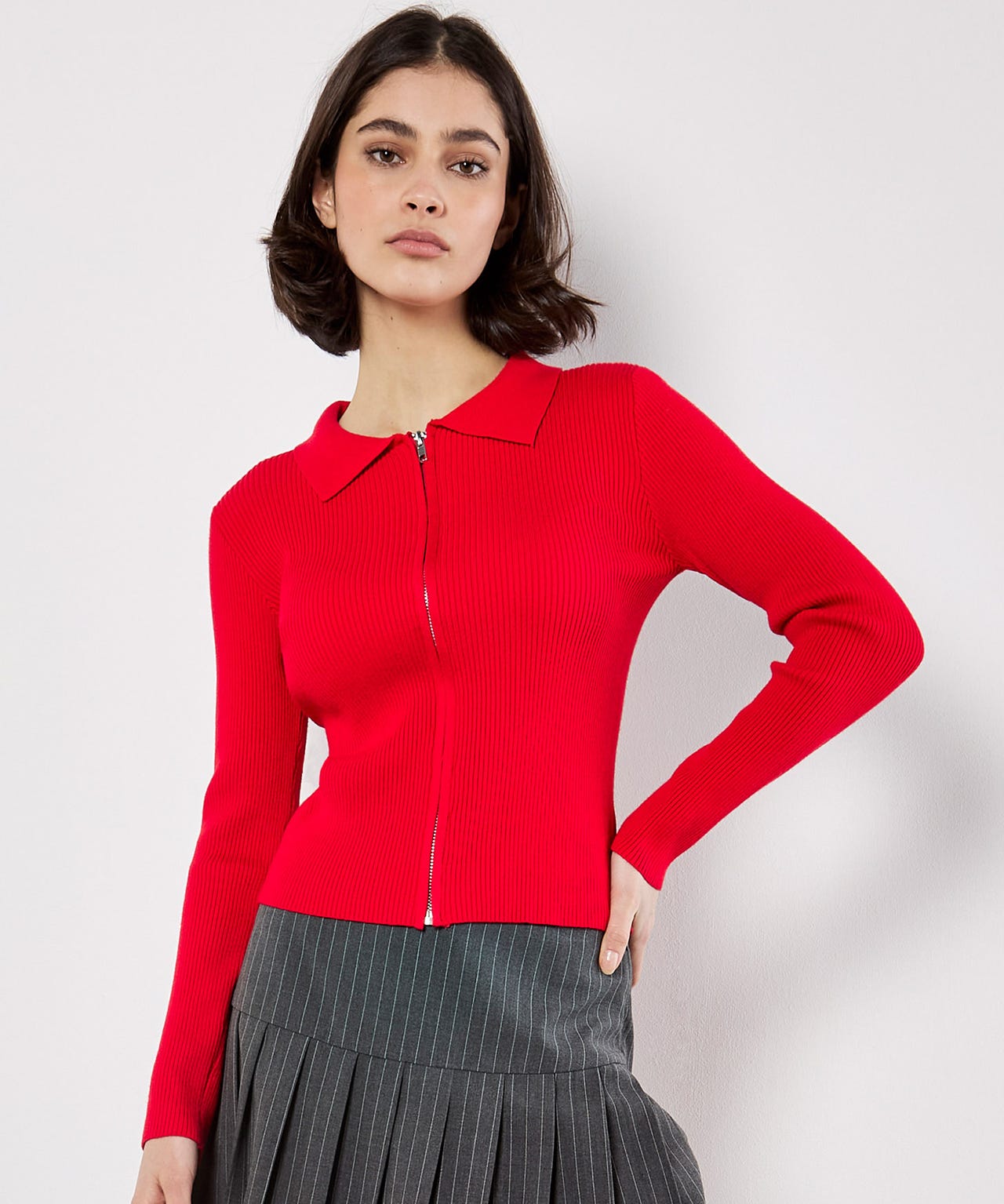 Damart Apricot Ribbed Cardigan