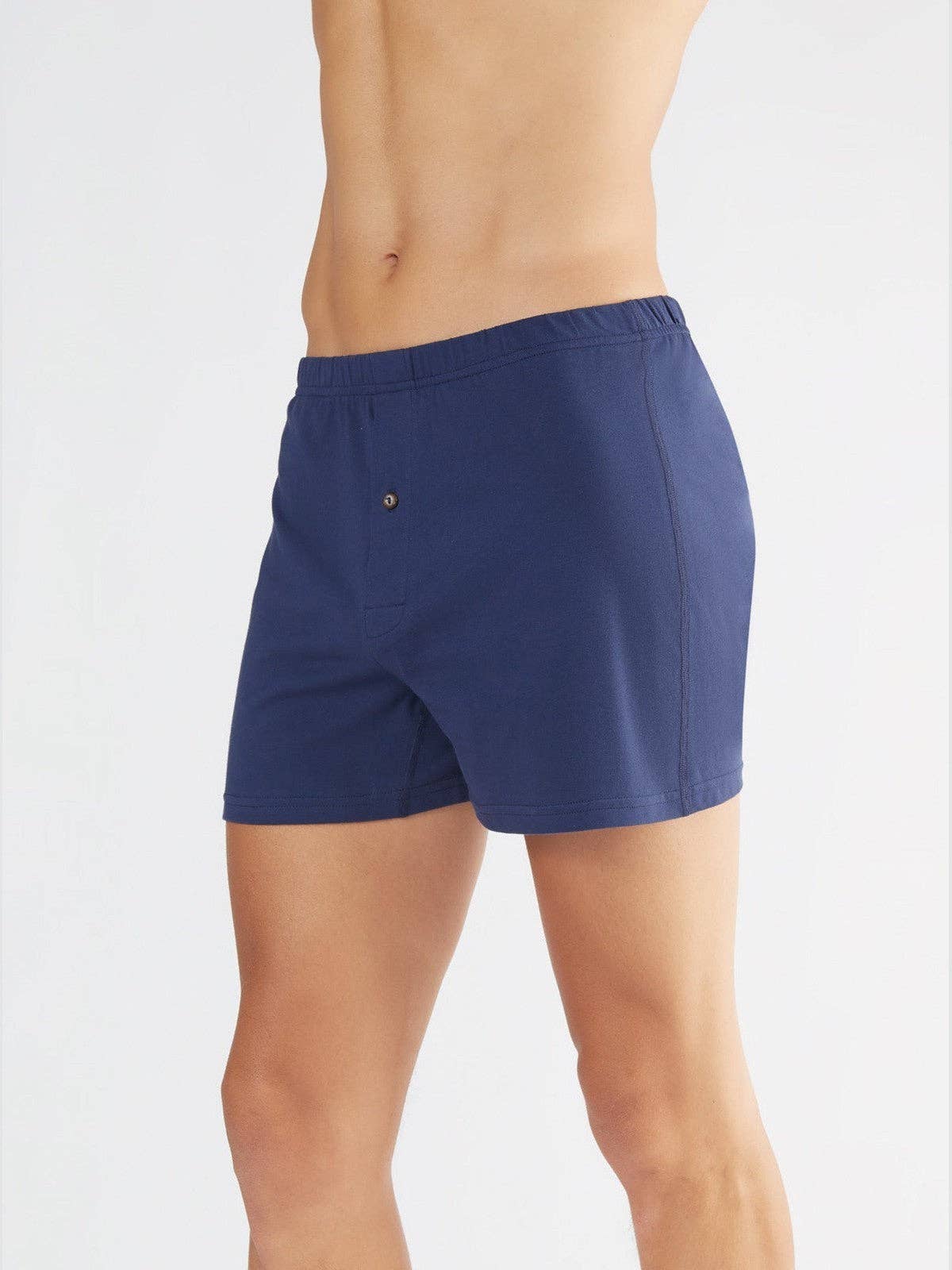 Organic Boxer Shorts with Button: Mens – L Dark Blue