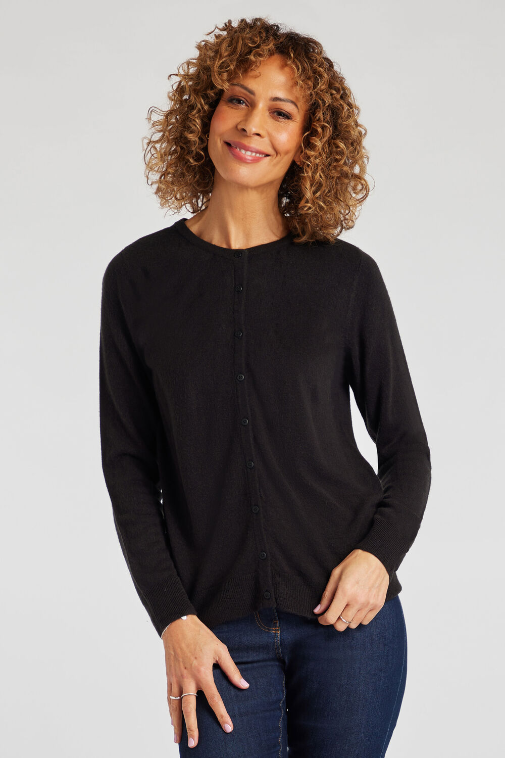 Bonmarche Black Supersoft Button Front Cardigan, Size: Bonmarche Black Supersoft Button Front Cardigan, Size: