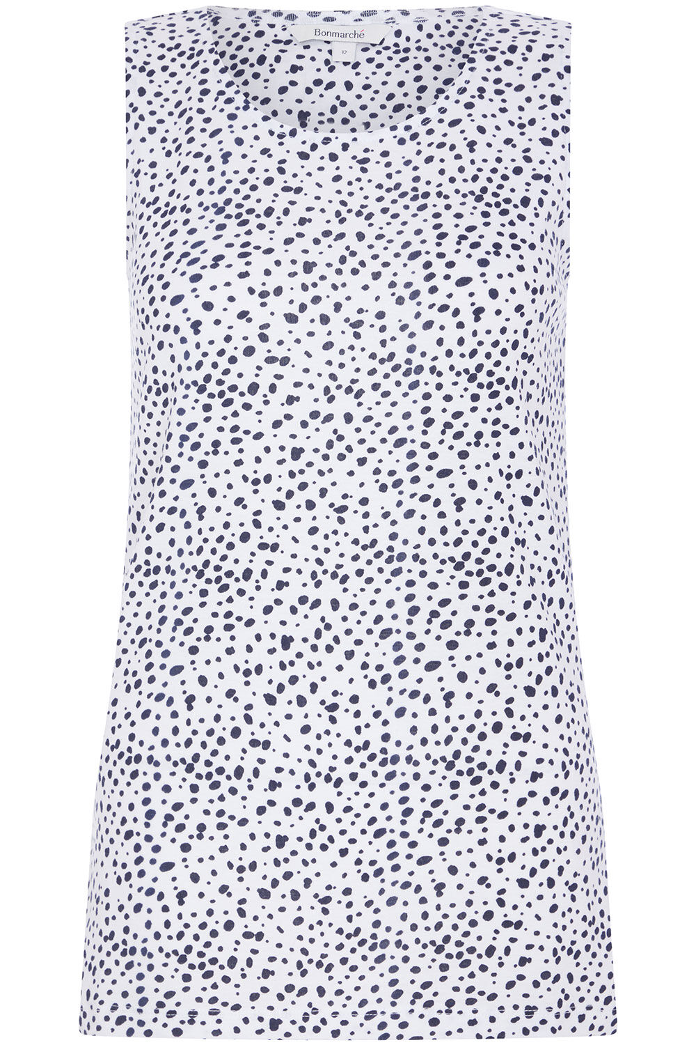 Bonmarche Ivory Scoop Neck Spot Print Vest, Size: