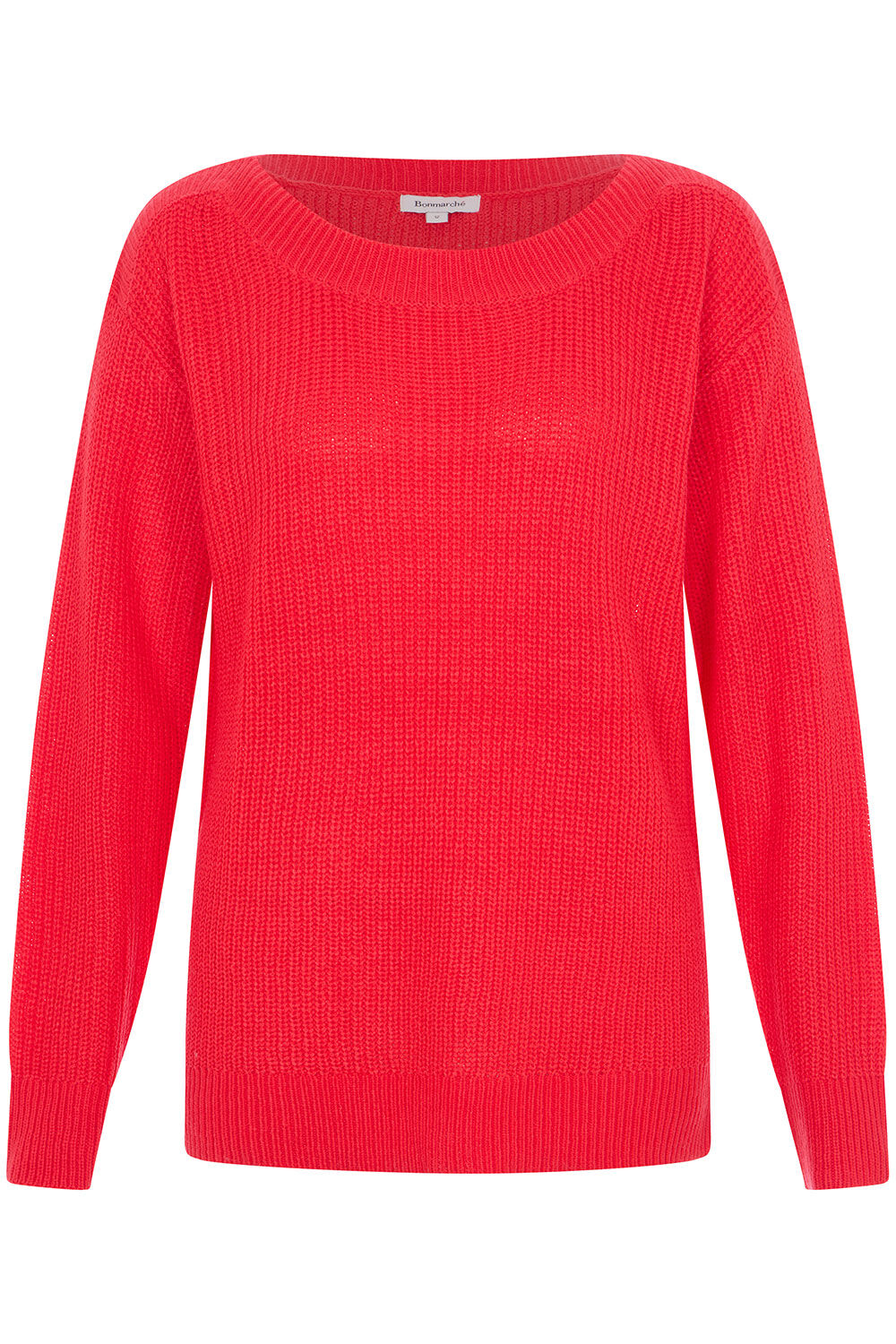 Bonmarche Red Plain Boat Neck Jumper, Size: