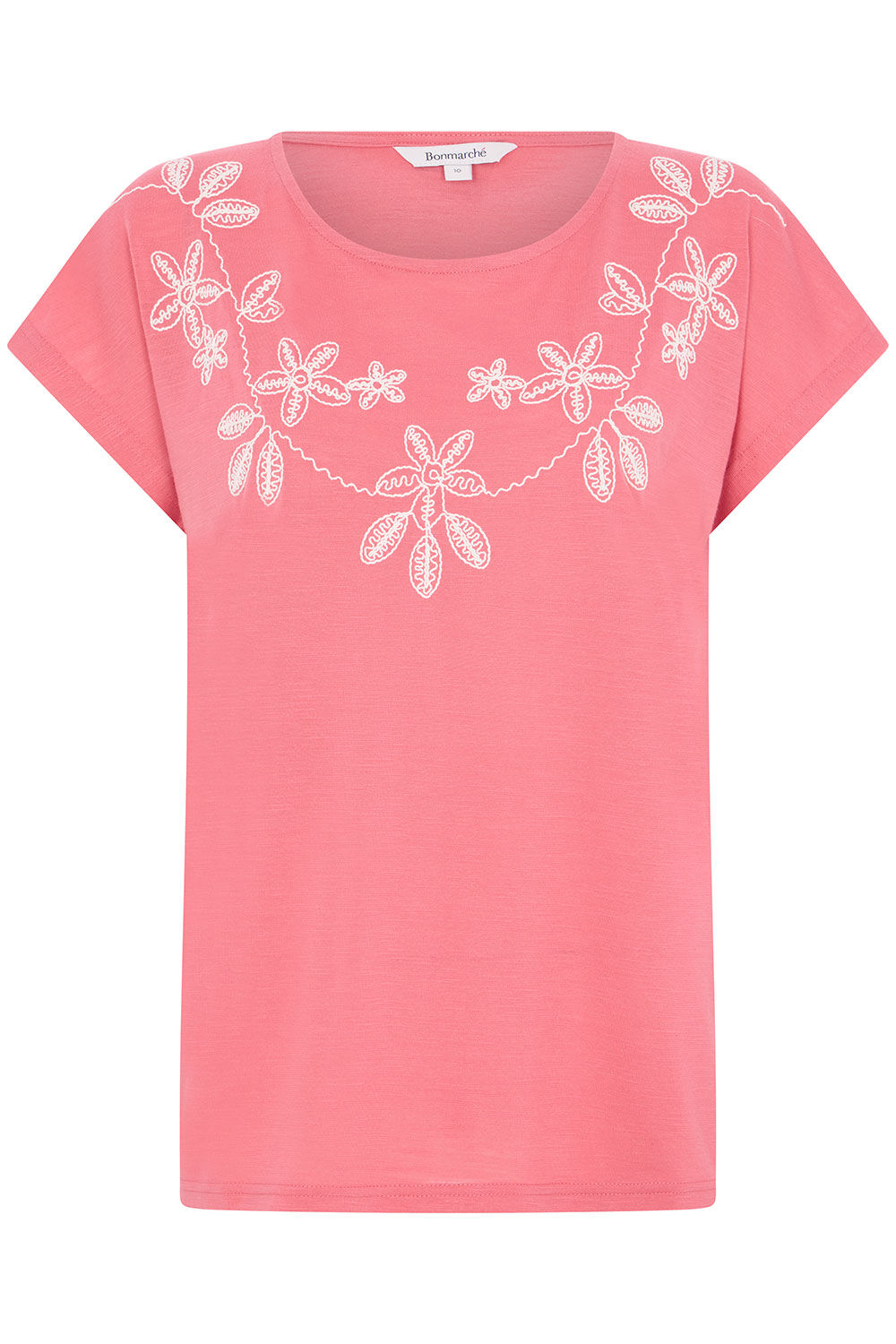 Bonmarche Rose Cornelli Floral Neckline Short Sleeve shirt, Size: Bonmarche Rose Cornelli Floral Neckline Short Sleeve shirt, Size: