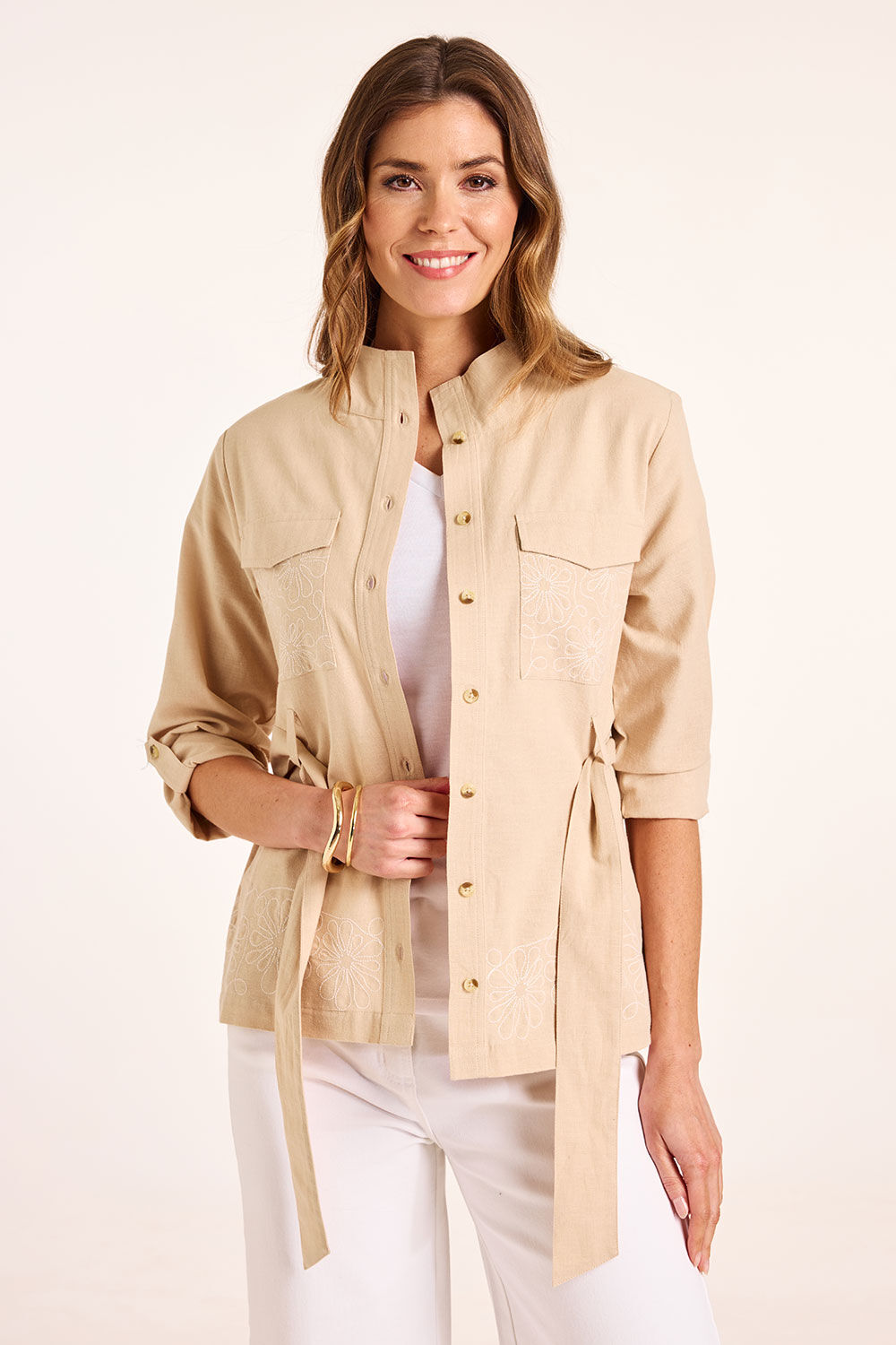 Bonmarche Belted Jacket With Embroidery
