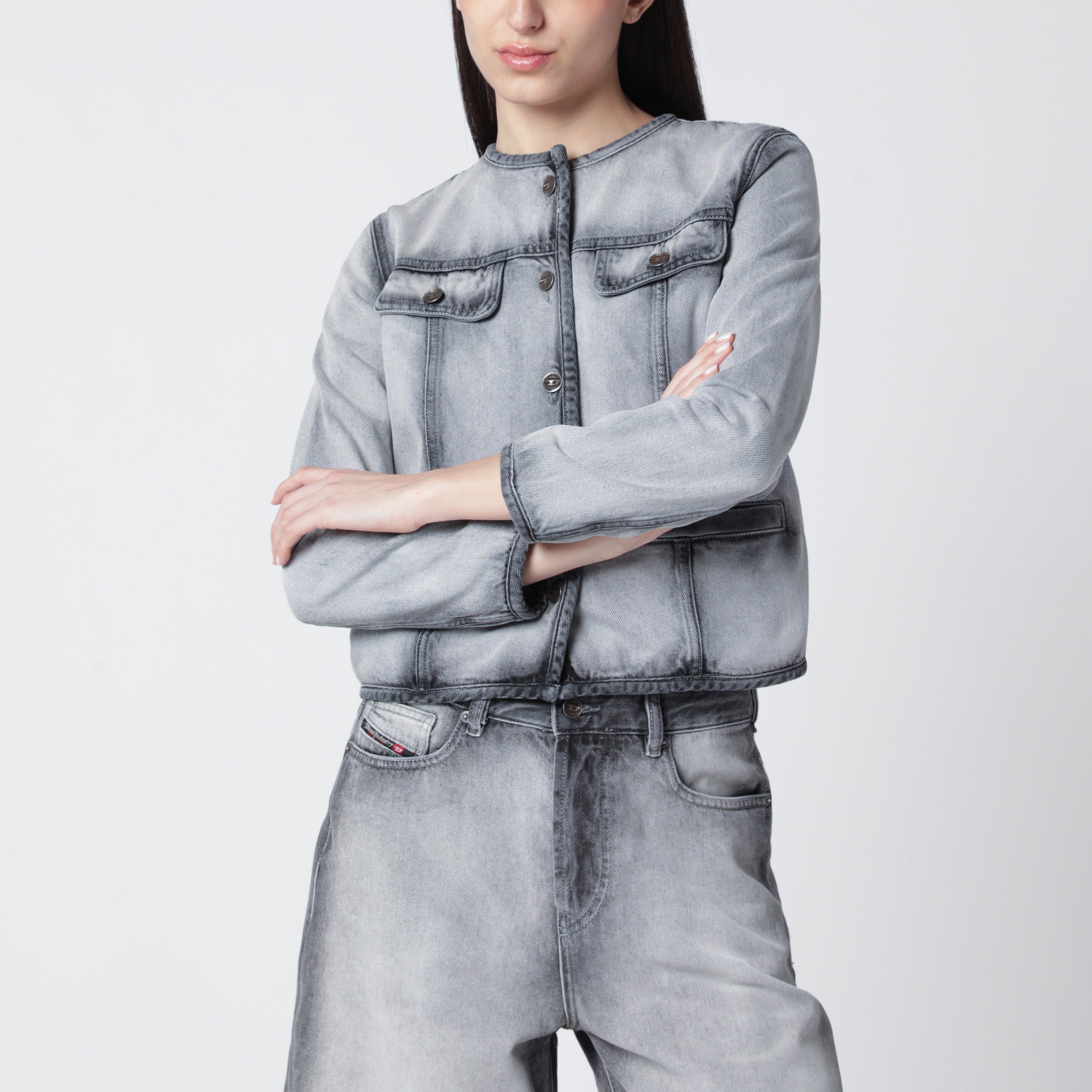 Grey De-Grafy Skeleton Denim Jacket Grey De-Grafy Skeleton Denim Jacket