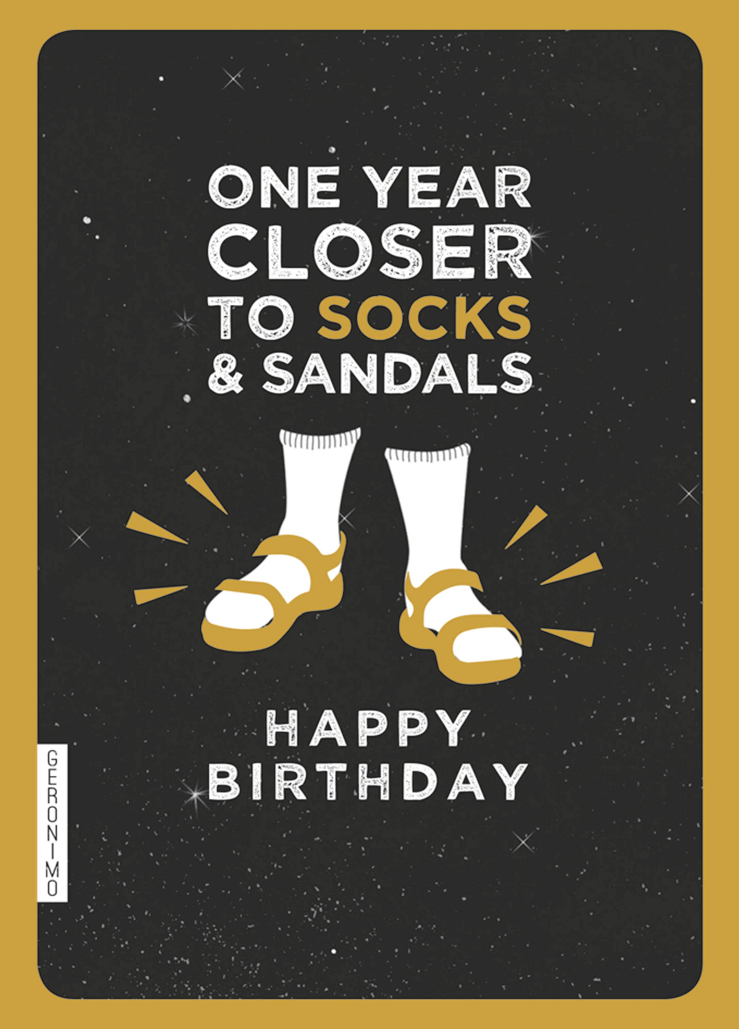 Socks And Sandals Birthday Card – Large mm x mm