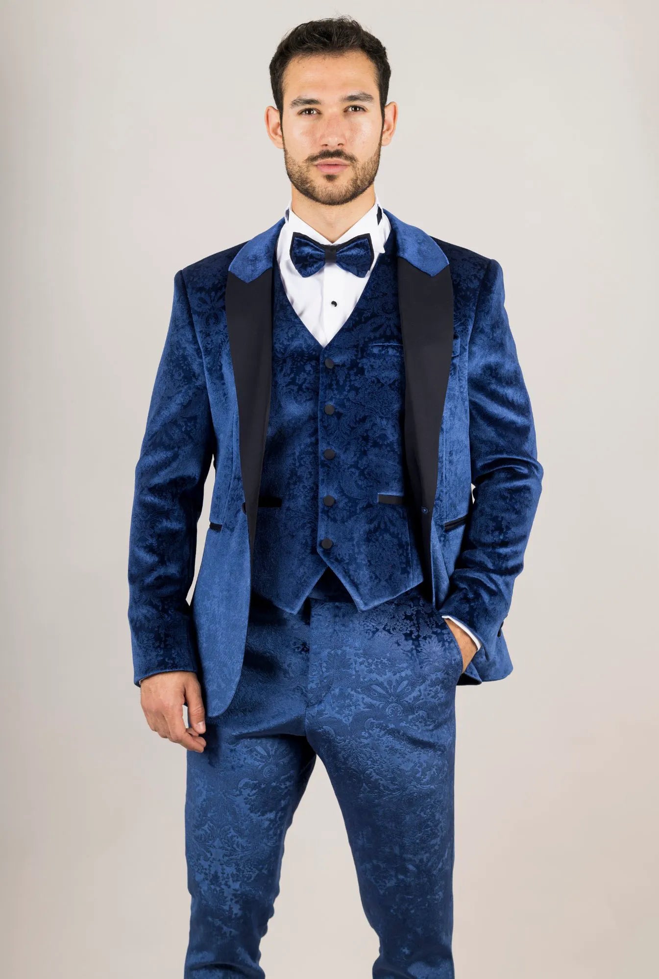 AK- – Men’s Blue Piece Velvet Wedding Tuxedo Suit – ” Jacket ” Trousers
