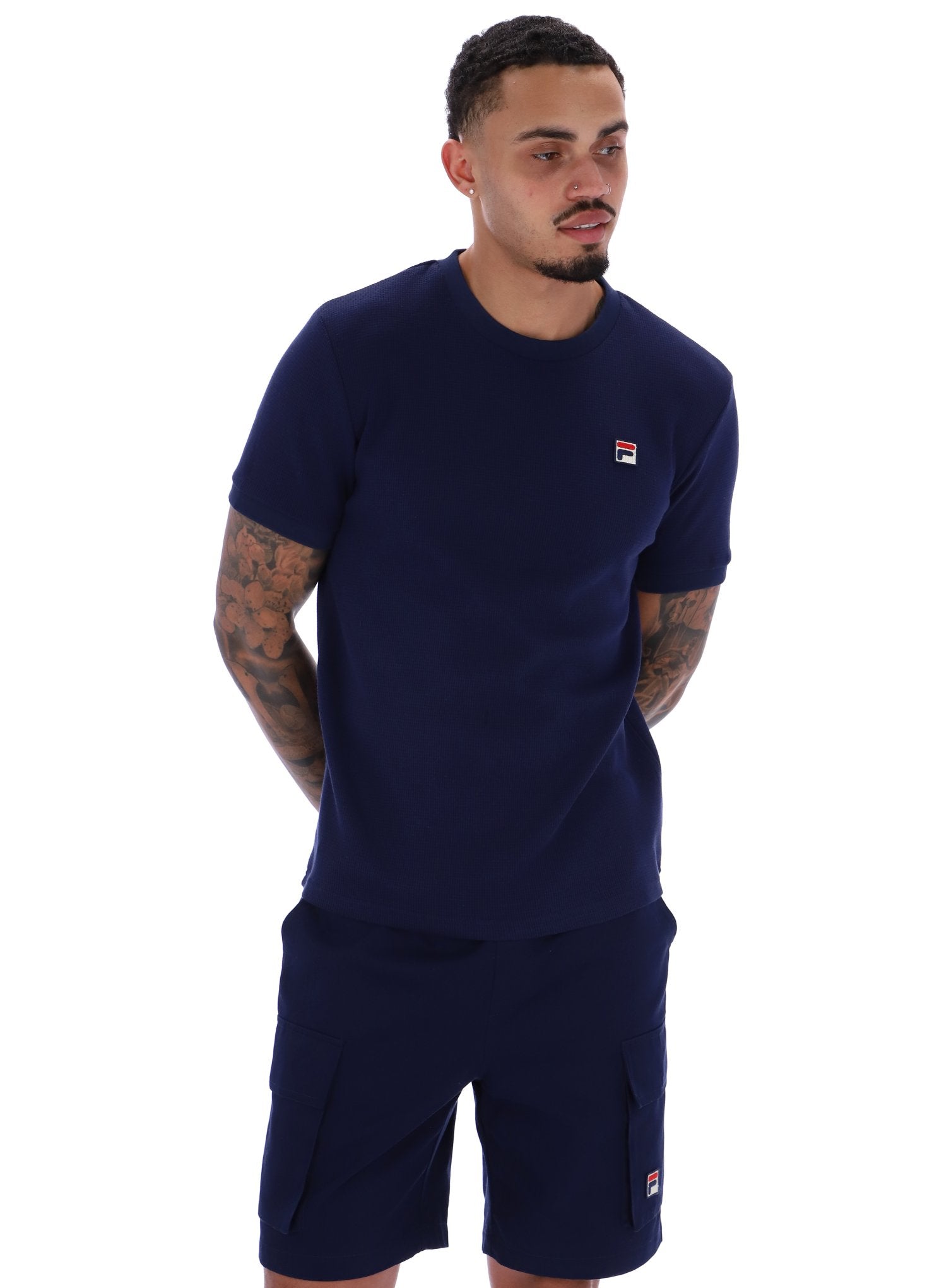 Fila Navy Ash Micro Waffle Ringer Shirt