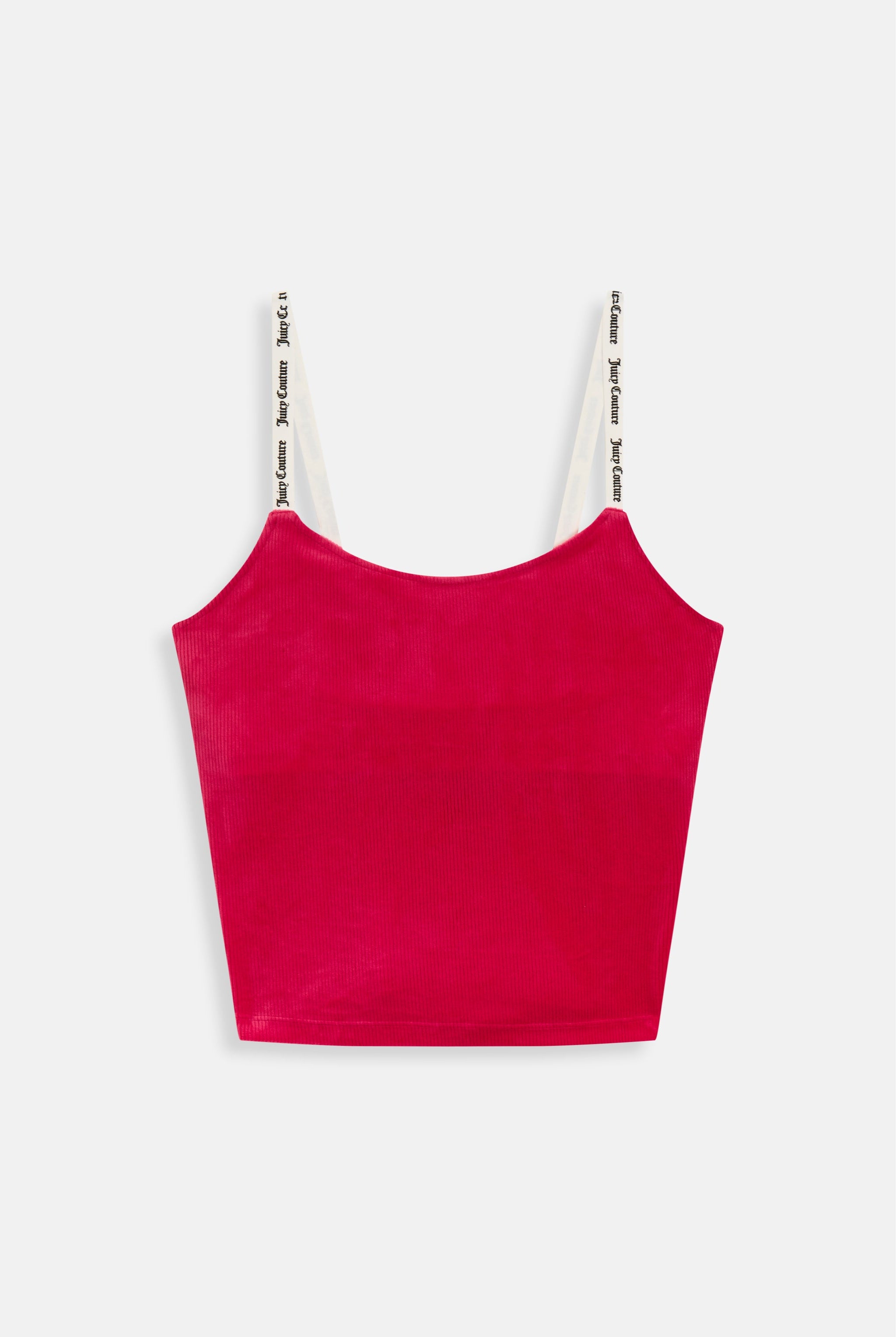 RASPBERRY SORBET CONTRAST STRAP RIBBED VELOUR TANK TOP – L Pink