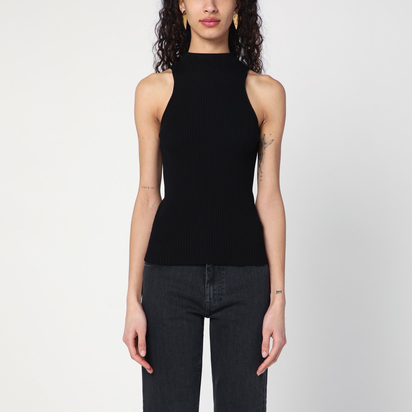 Black ribbed tank top