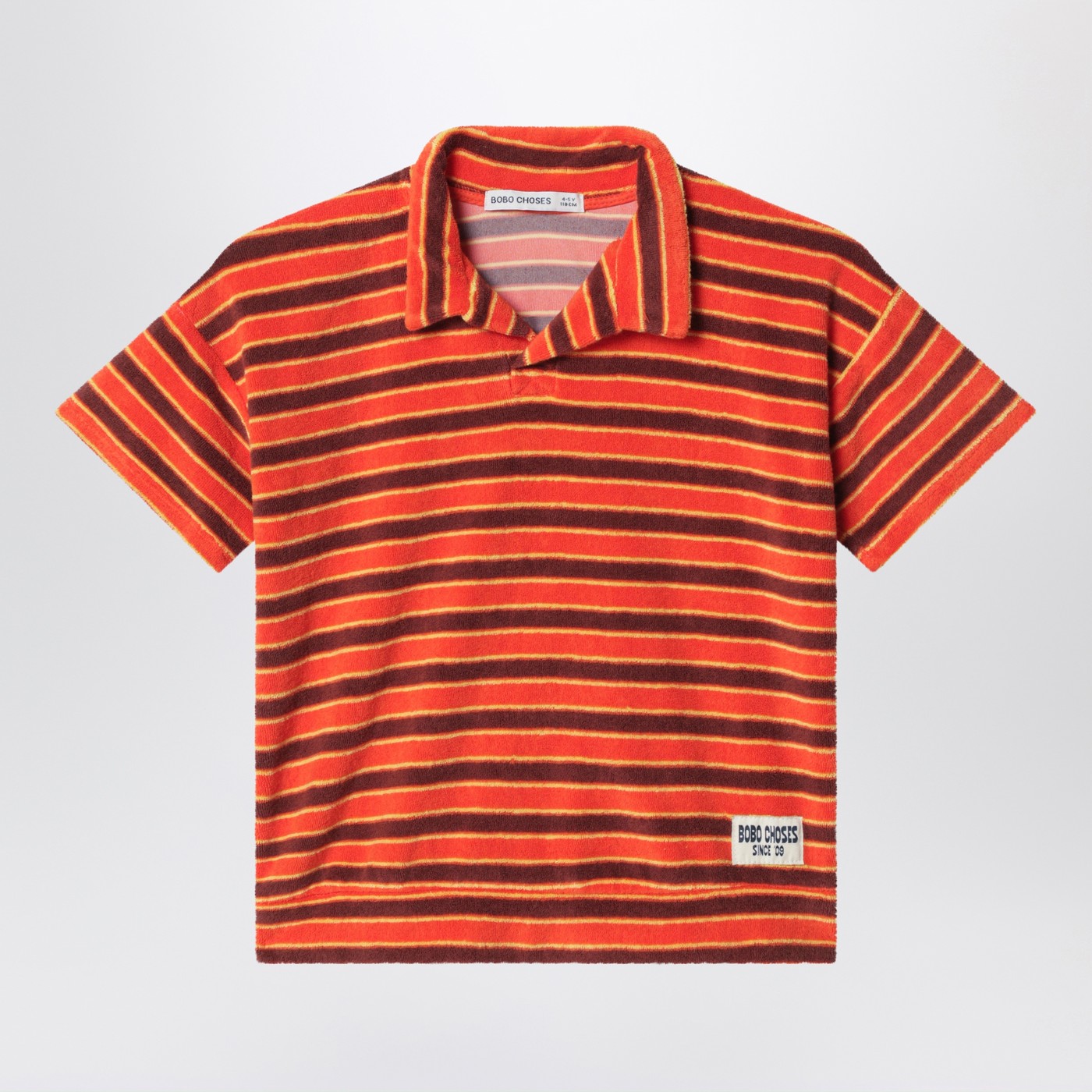 Bobo Choses orange striped terry polo shirt