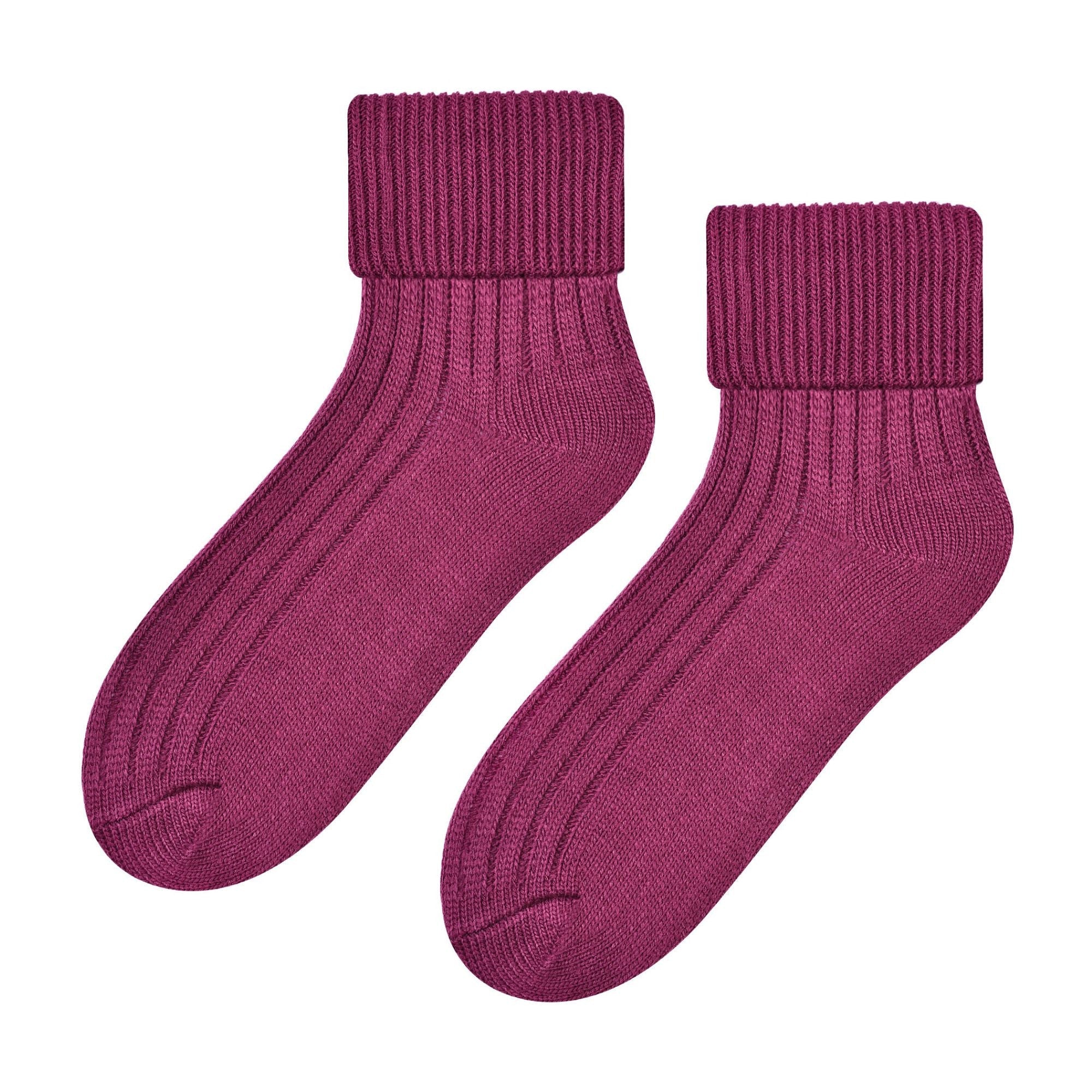 Ladies Wool Bed Socks Luxurious Super Soft Cosy Lounge Sleep Socks – – Magenta