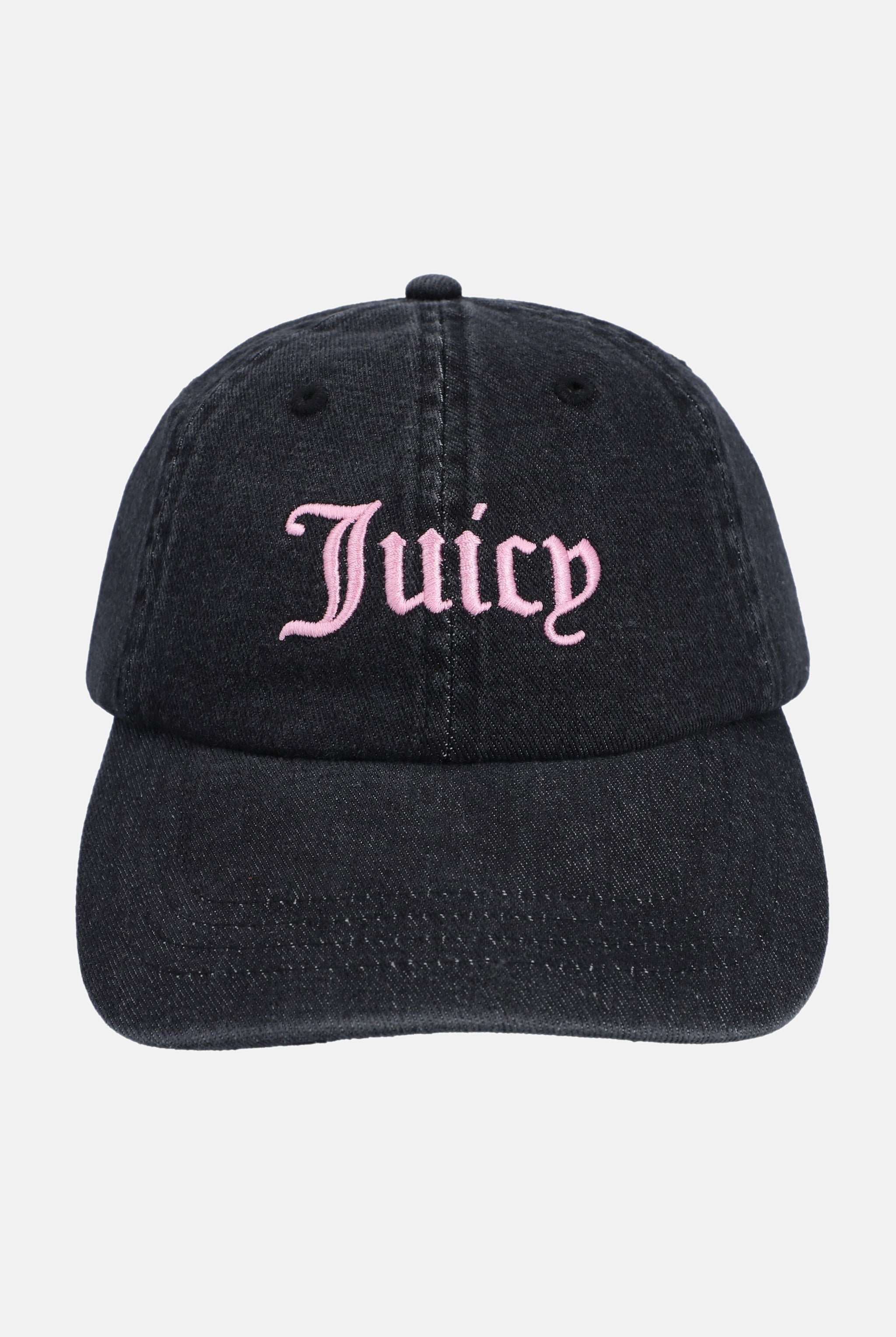 BLACK DENIM EMBROIDERED BASEBALL CAP – ONE Black