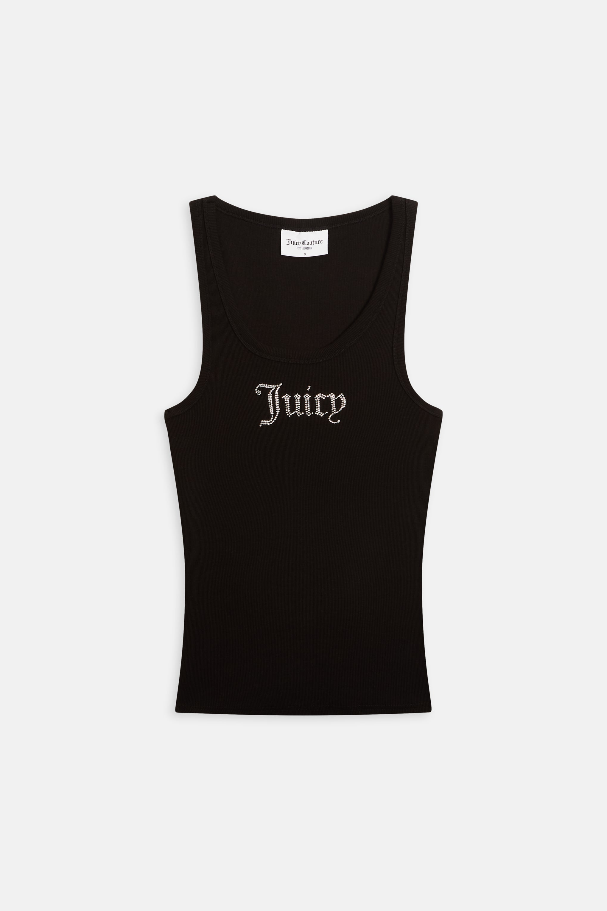 BLACK RIBBED DIAMANTÉ RACER VEST – L Black BLACK RIBBED DIAMANTÉ RACER VEST – L Black