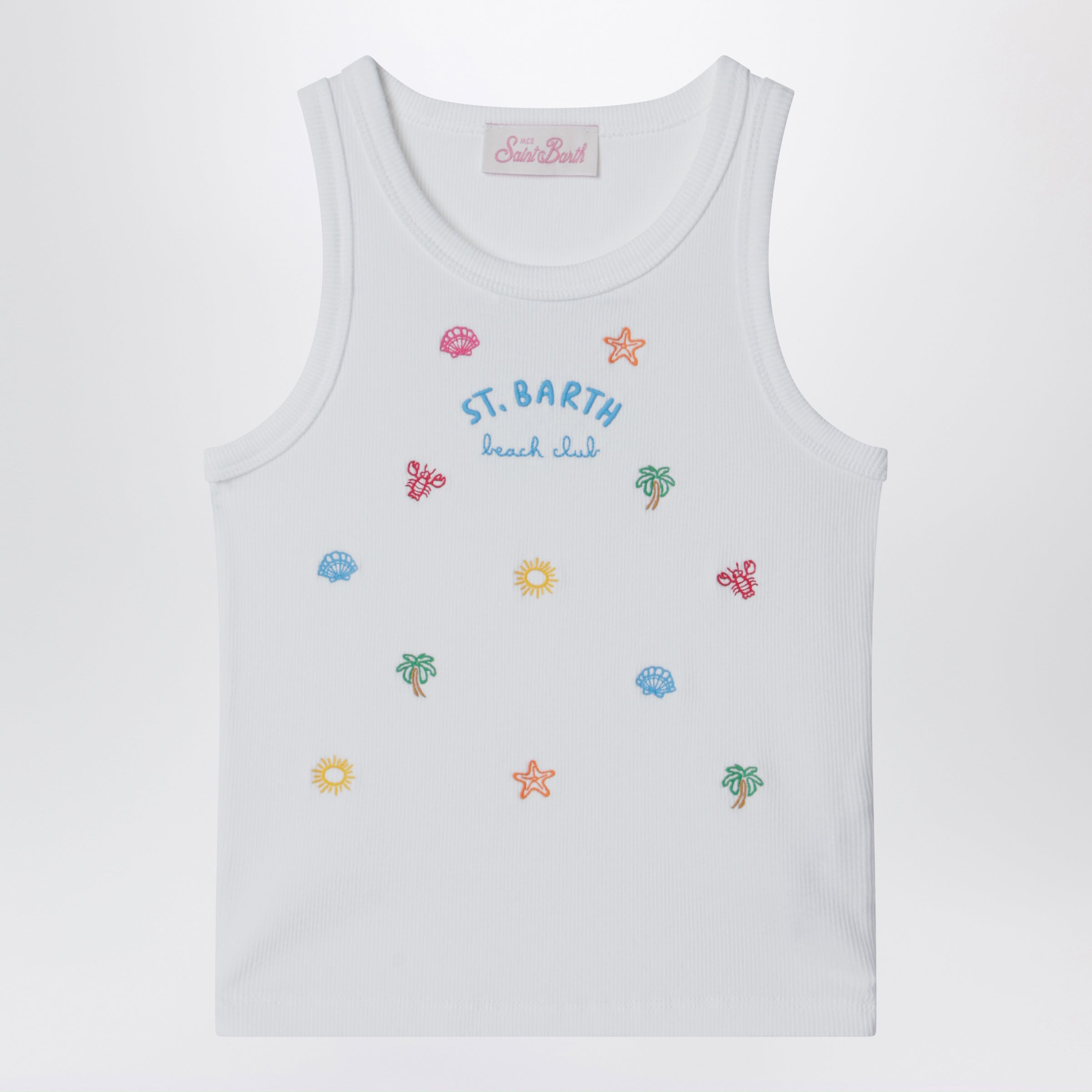 White tank top with embroidered logo White tank top with embroidered logo