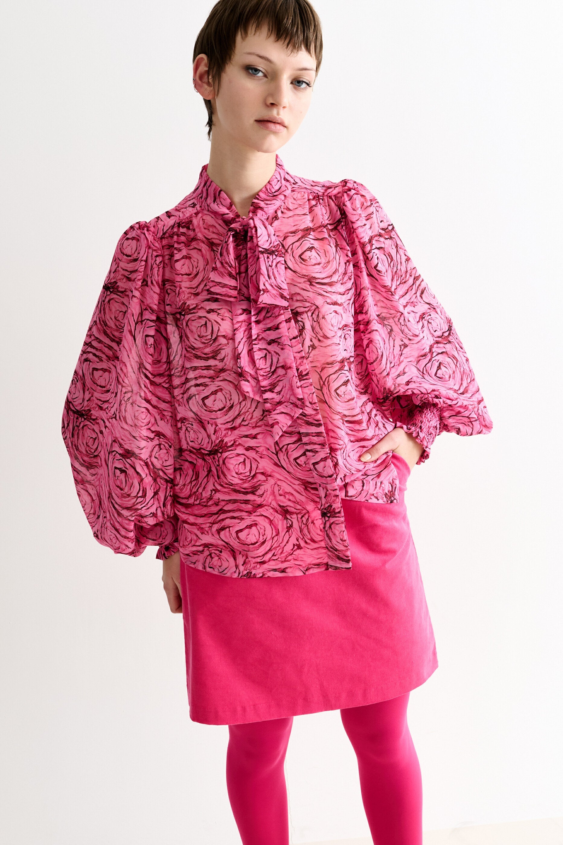 Boo Rosechild Tie Neck Blouse Pink Boo Rosechild Tie Neck Blouse Pink
