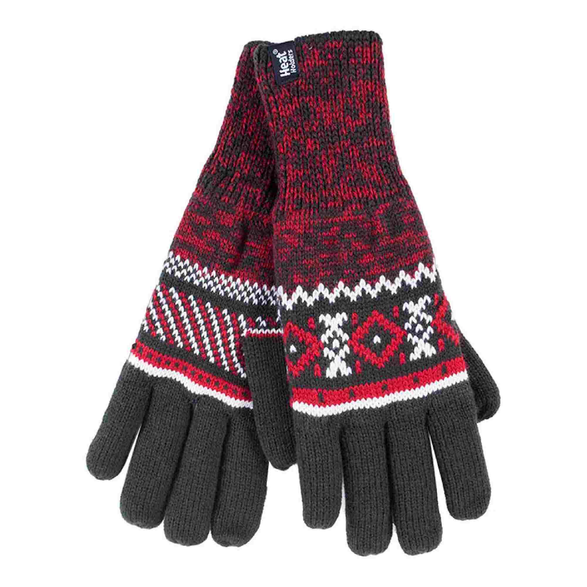 Mens Nordic Fairisle Knitted Fleece Lined Winter Thermal Gloves – L Charcoal Mens Nordic Fairisle Knitted Fleece Lined Winter Thermal Gloves – L Charcoal